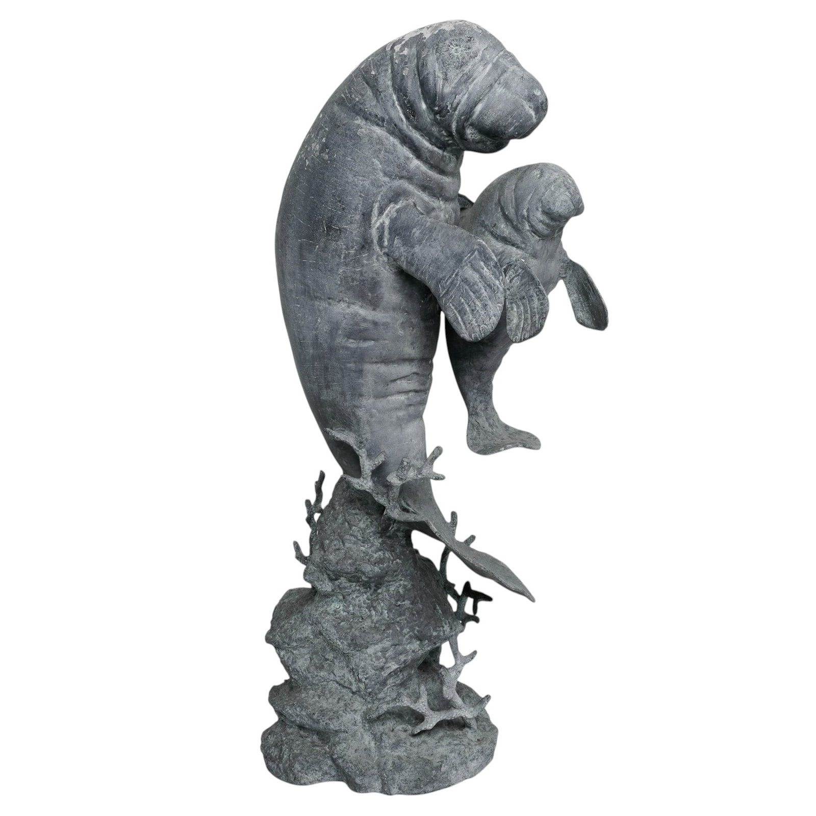 Vintage Manatee Family Cast Metal Statue (1 of 7)