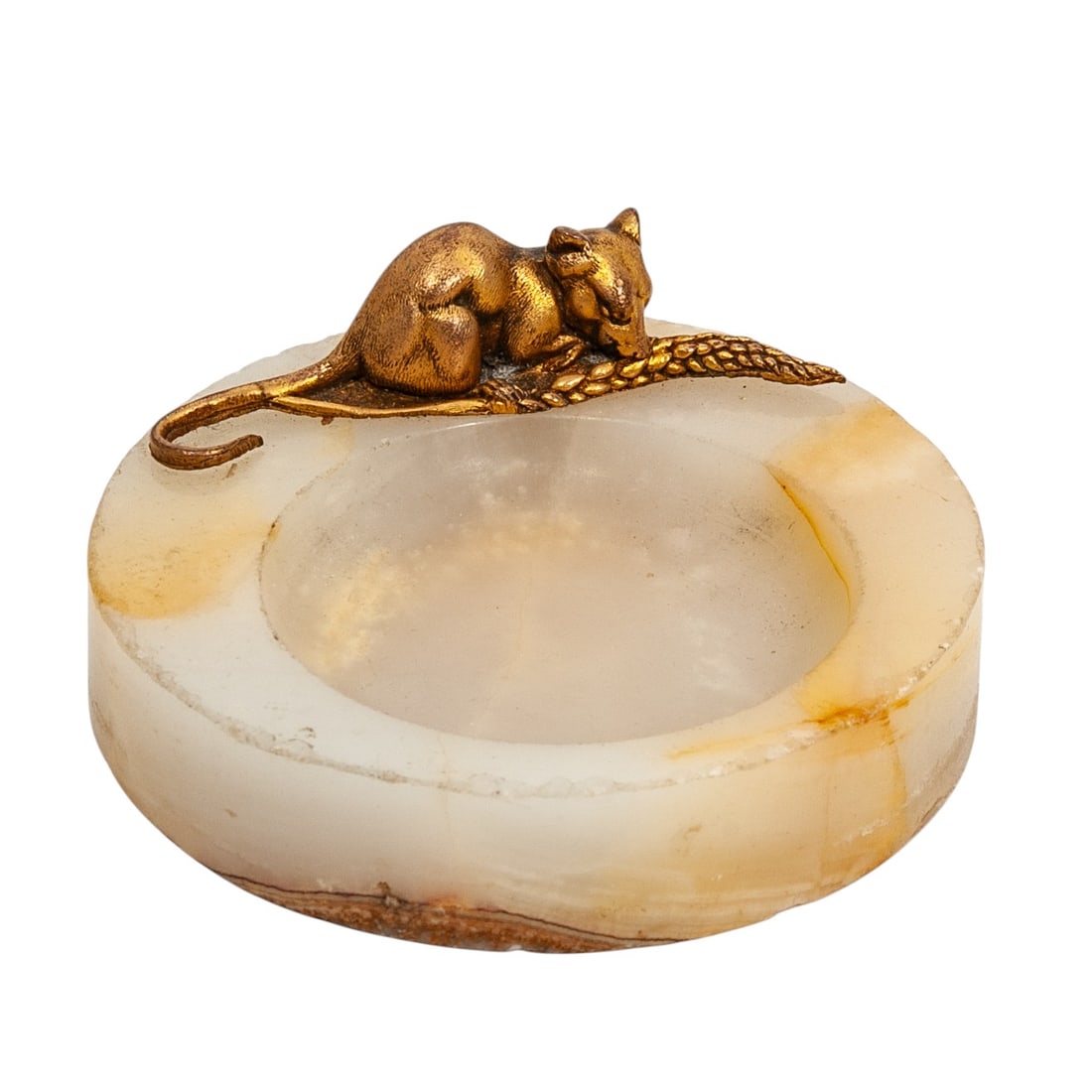 Antique Bronze Mouse Onyx Ashtray (1 of 6)