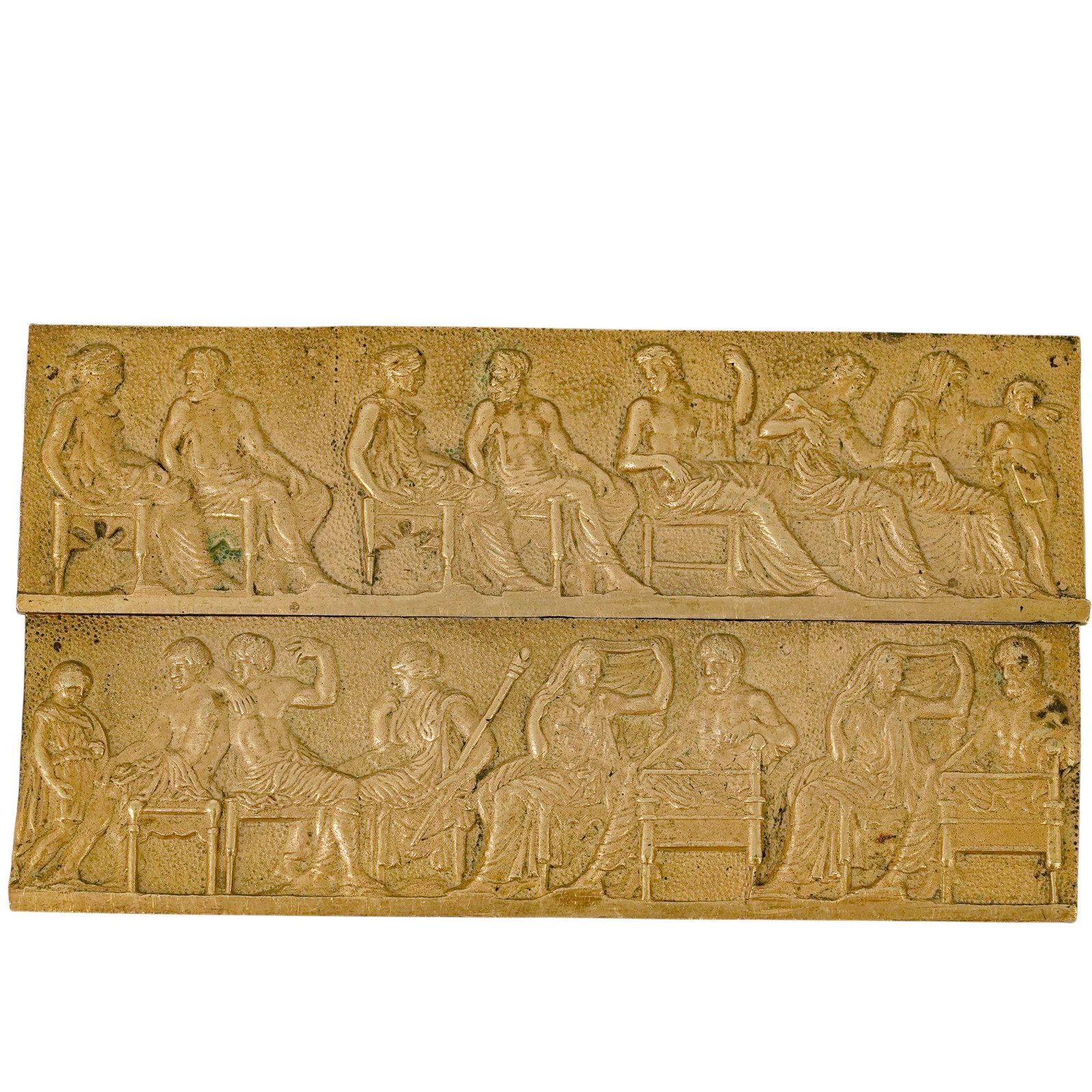 (2 pcs) Grand Tour Gilt Bronze Roman Frieze Plaques (1 of 5)