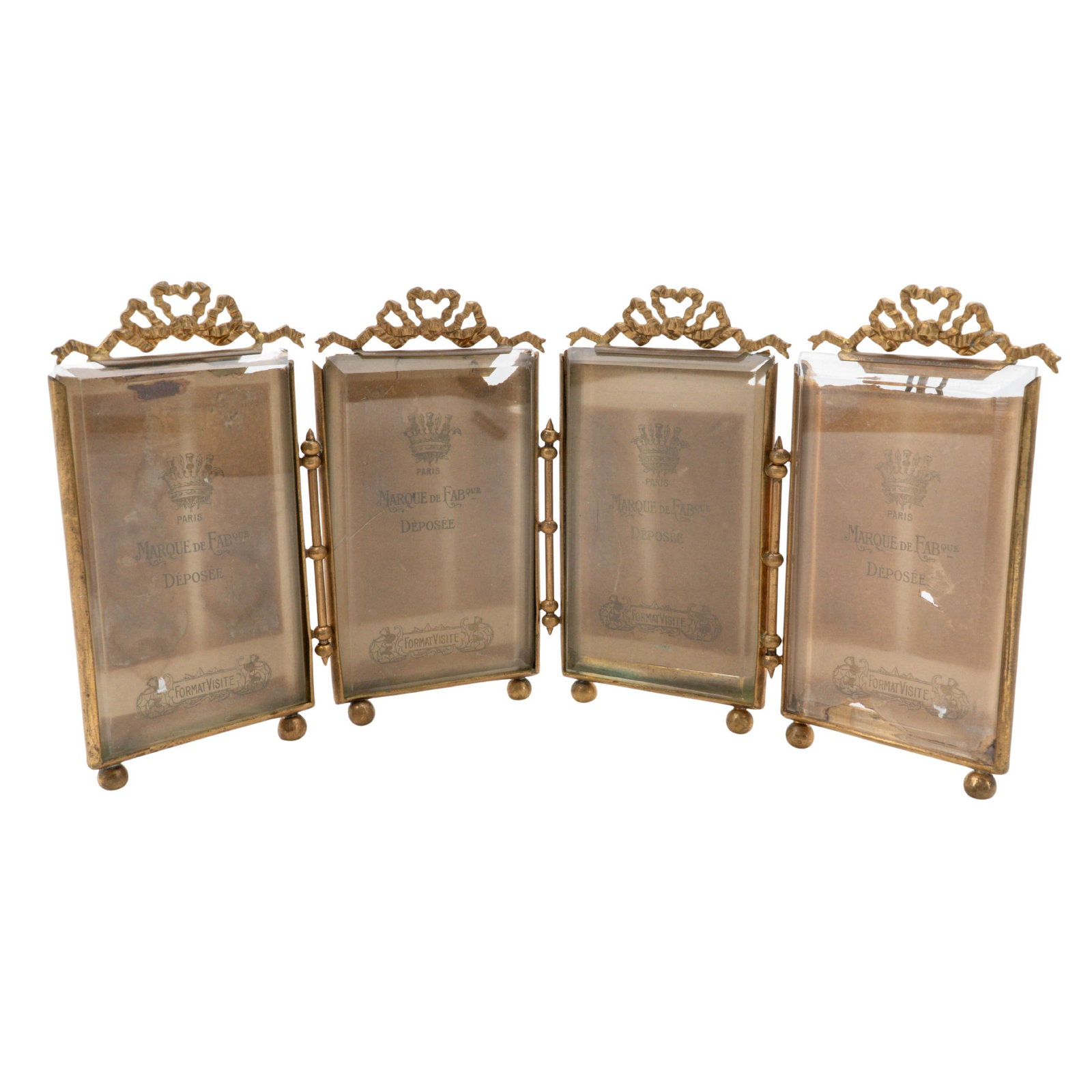 Antique French Napoleon III Brass Four-Panel Folding Picture Frame (1 of 4)