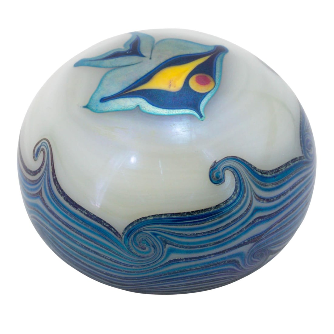 Orient and Flume Iridescent Fish & Pulled Feather Glass Paperweight (1 of 7)