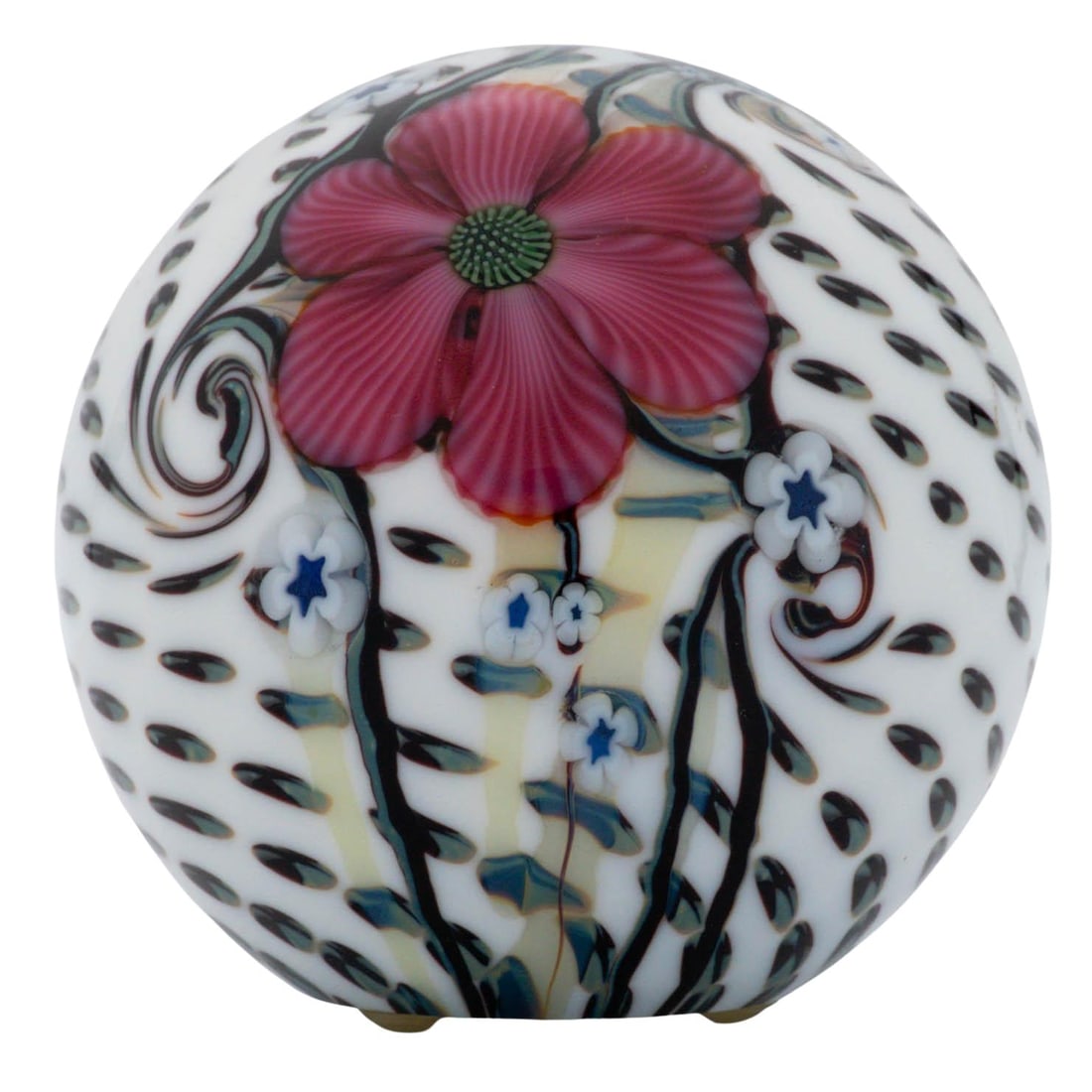 Willis Carter X Orient & Flume Art Glass Paperweight: Willis Carter X Orient & Flume Art Glass Paperweight Circa 1970-1980. American This William Carter design for Orient & Flume art glass paperweight features a striking surface design. It showcases a la