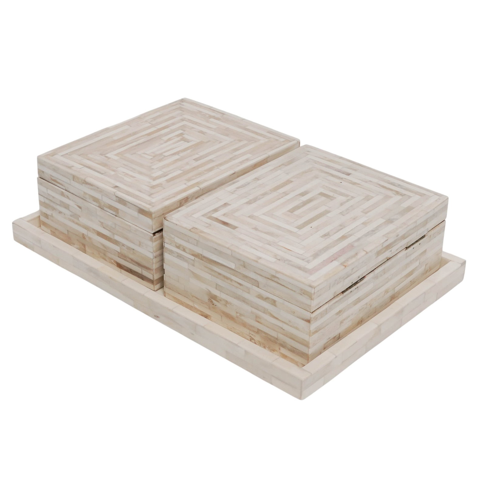 (3pc) Hollywood Regency Style Bone Inlay Vanity Set (1 of 9)