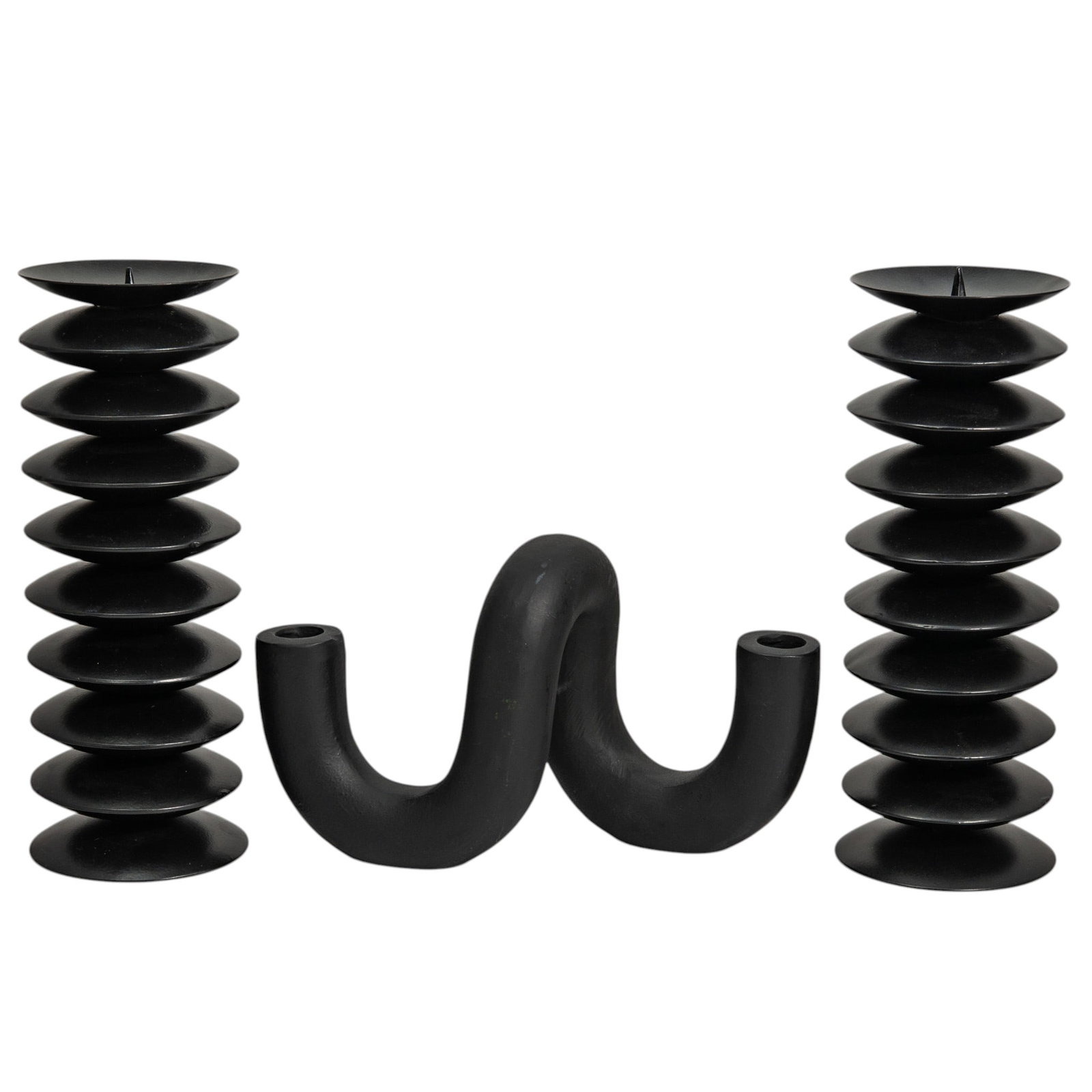 (3pc) Go Home Black Metal Candle Holders (1 of 7)