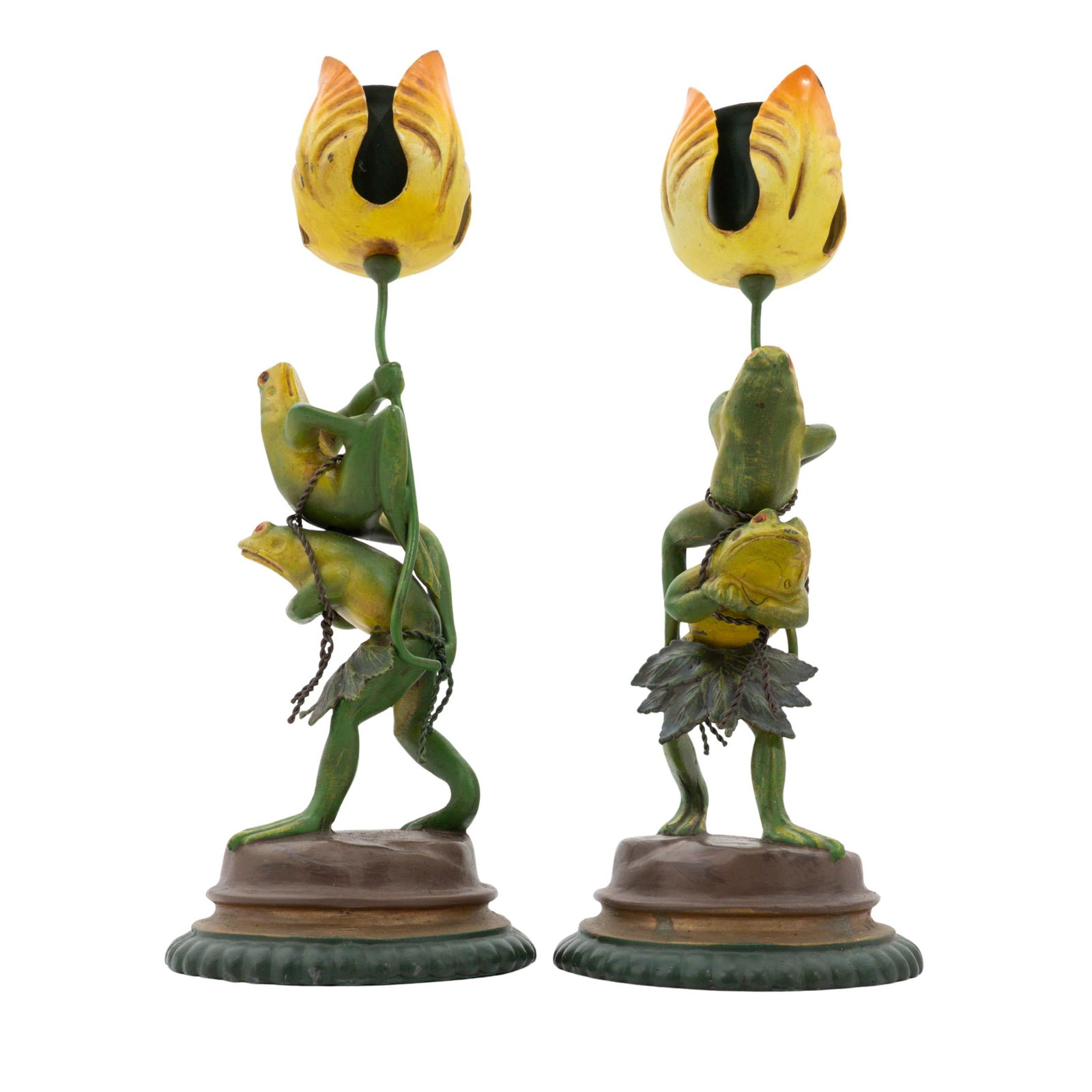 Pair Of Maitland-Smith Style Enameled Frog Candlesticks (1 of 7)