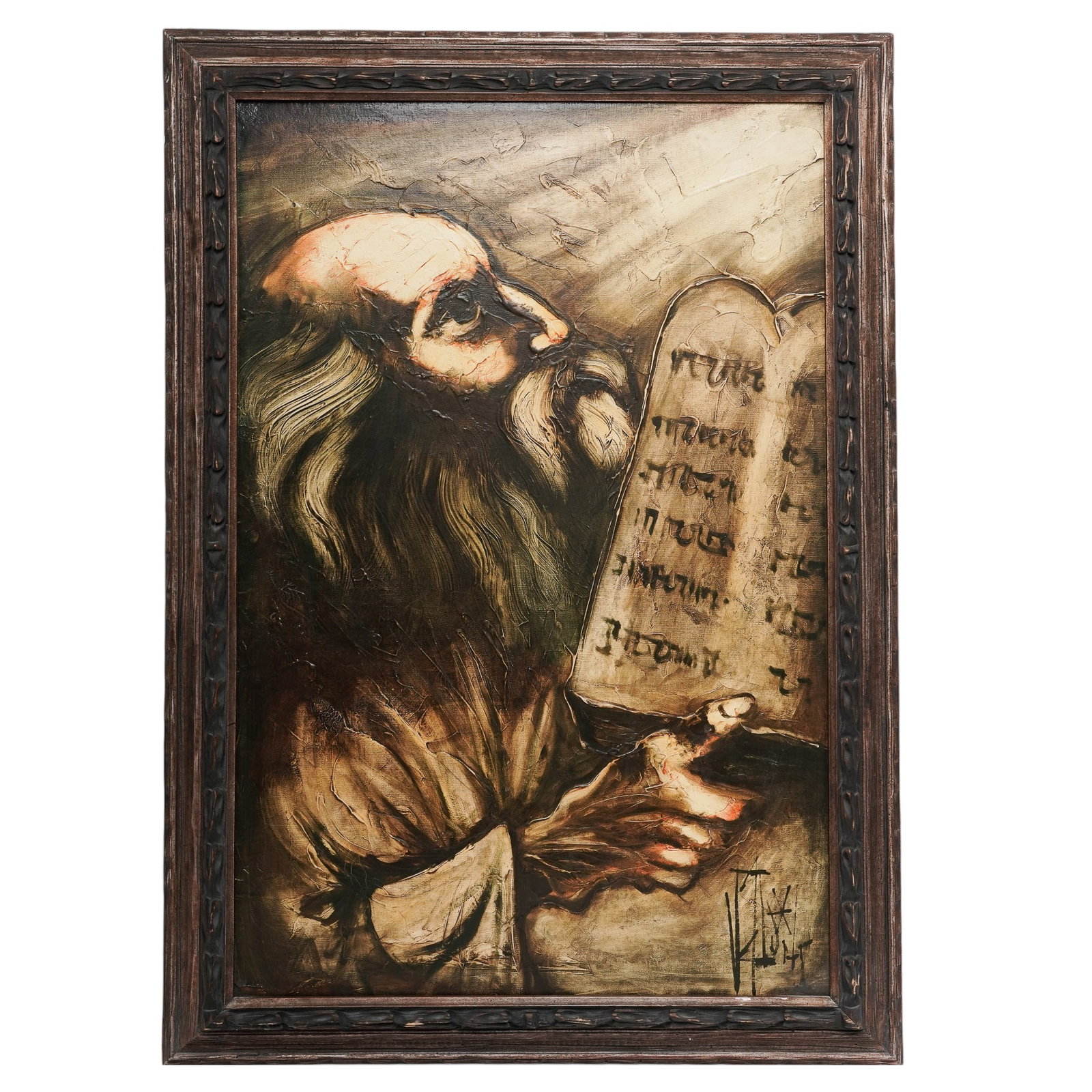 Signed 'Moses and the Ten Commandments,' Oil on Canvas (1 of 7)
