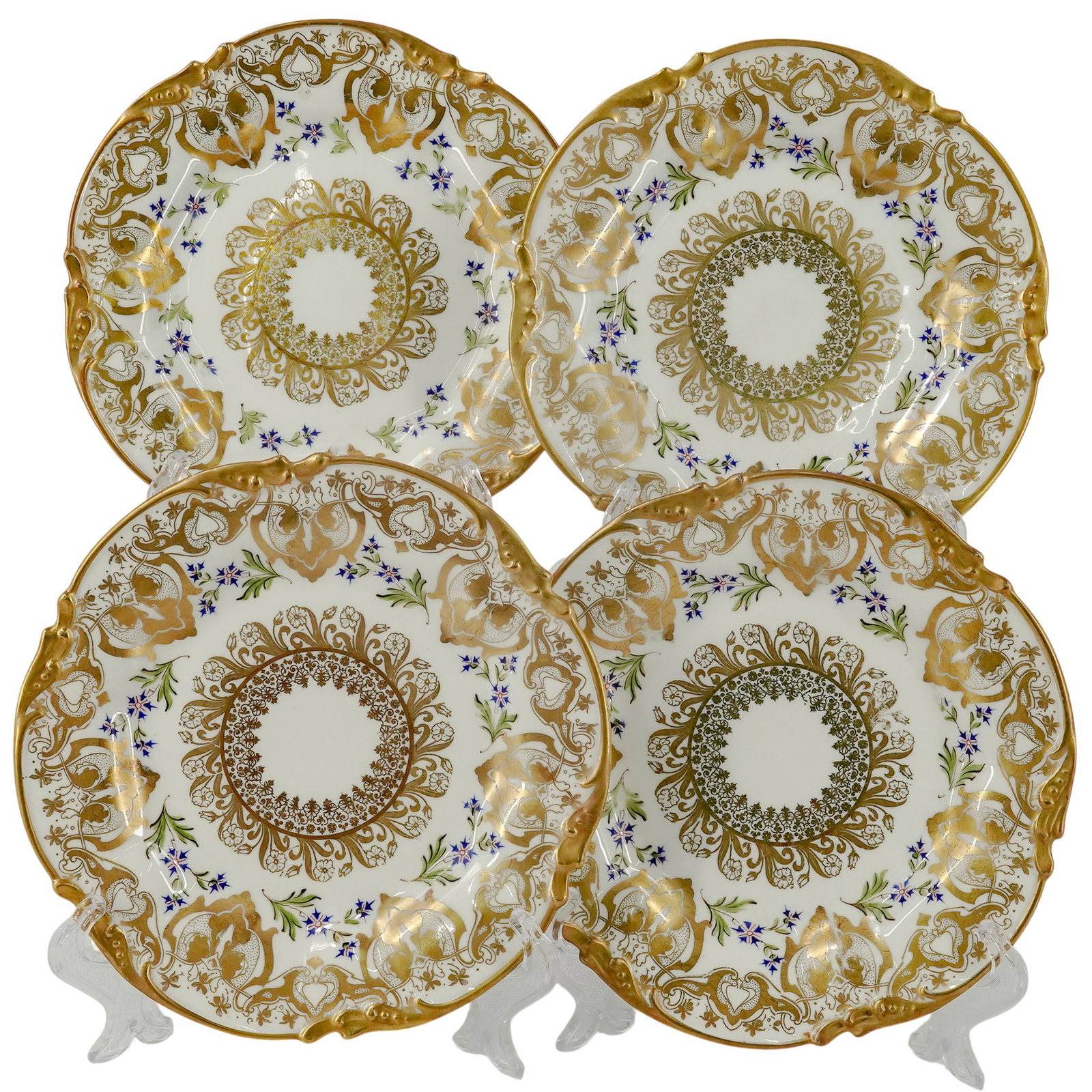 (4 pcs) Antique Jean Pouyat Limoges Porcelain Plates (1 of 5)