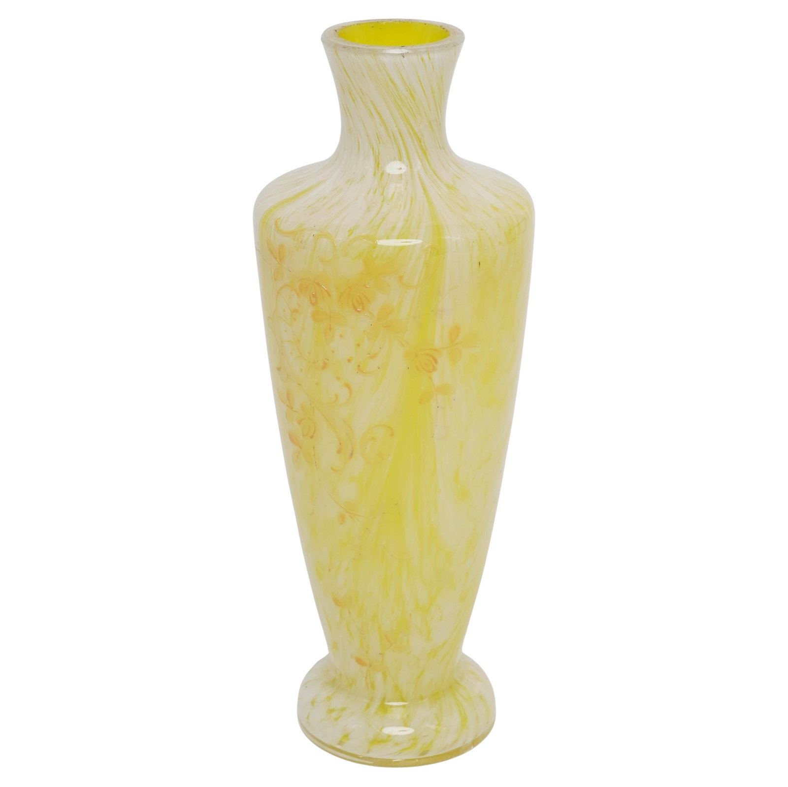 Bohemian Yellow and White Splatter Glass Vase (1 of 7)