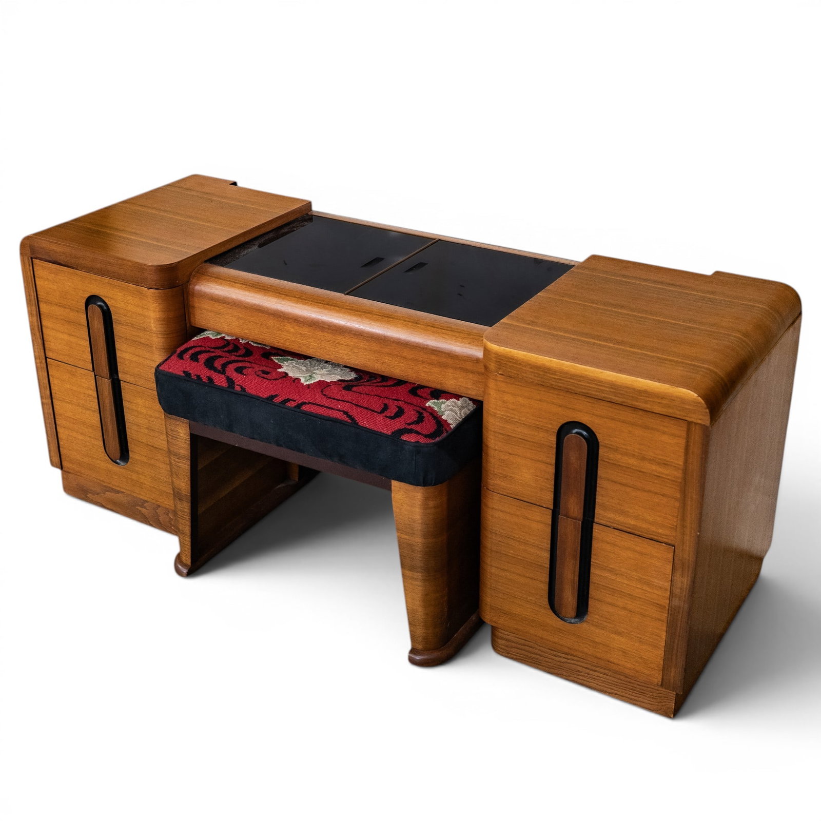 Art Deco Waterfall Vanity & Upholstered Stool (1 of 10)