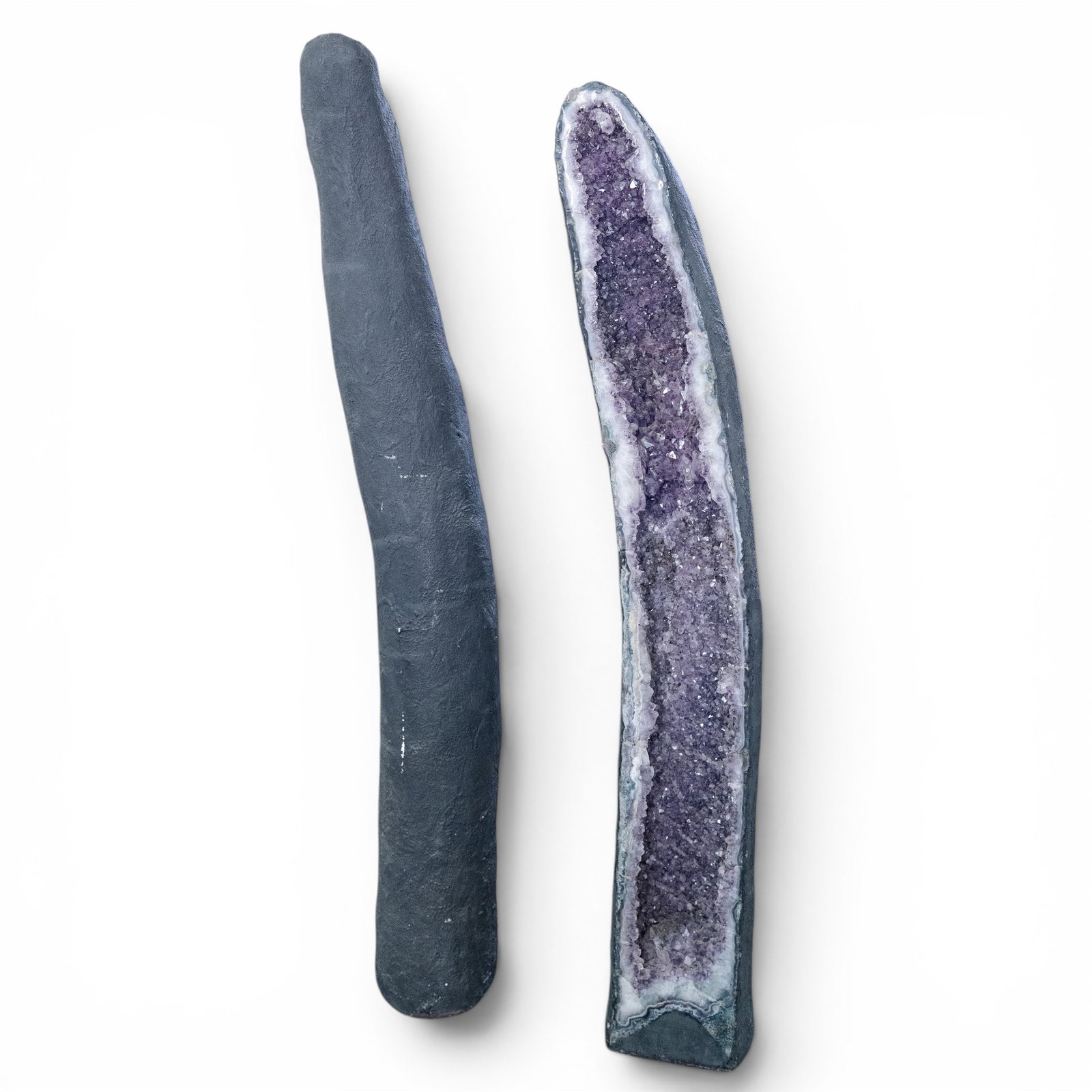 Pair Large Amethyst Cathedral Geodes - 3