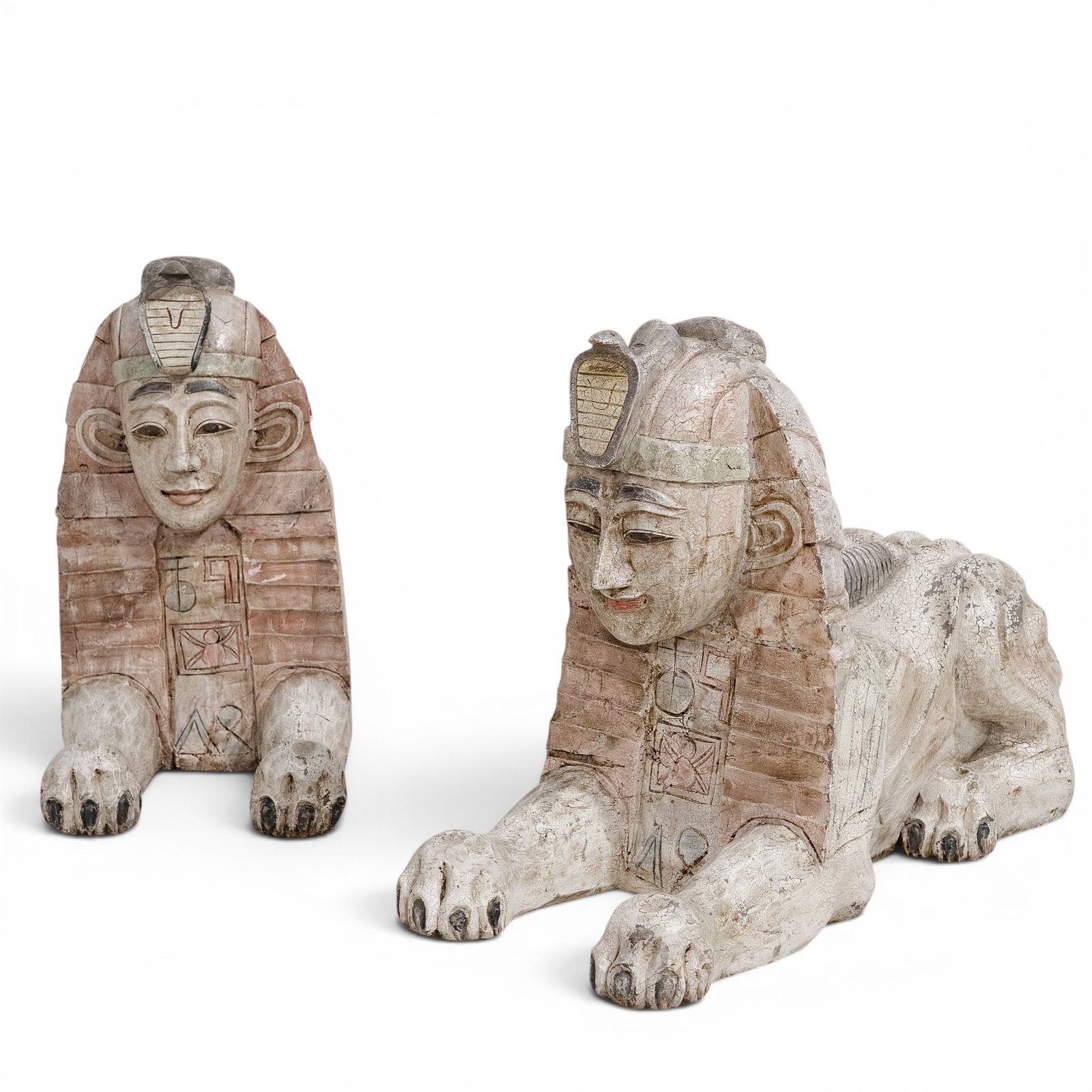 Pair of Egyptian Carved Wood Sphinxes (1 of 5)