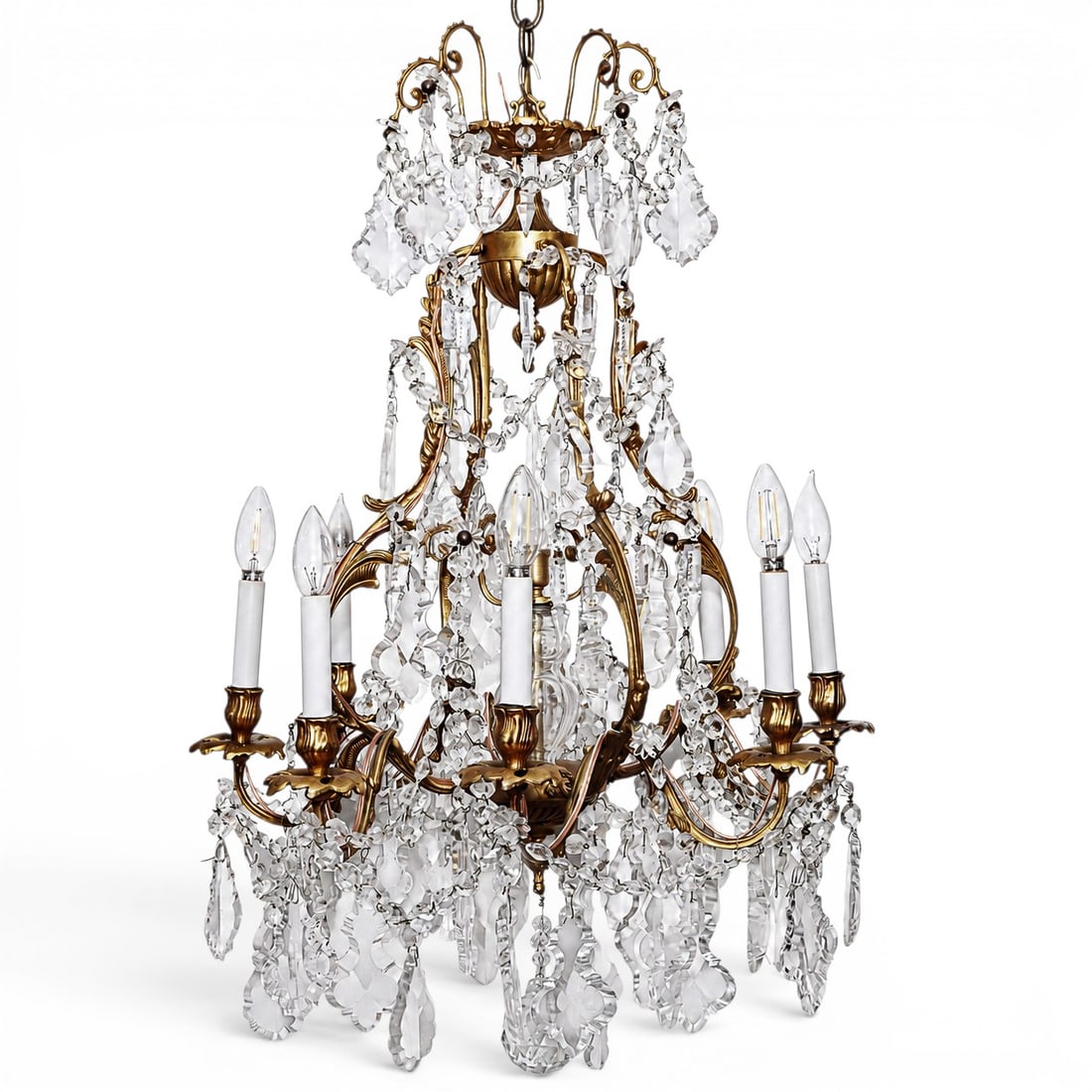 Antique French Louis XVI Style Ormolu & Crystal Chandelier (1 of 5)