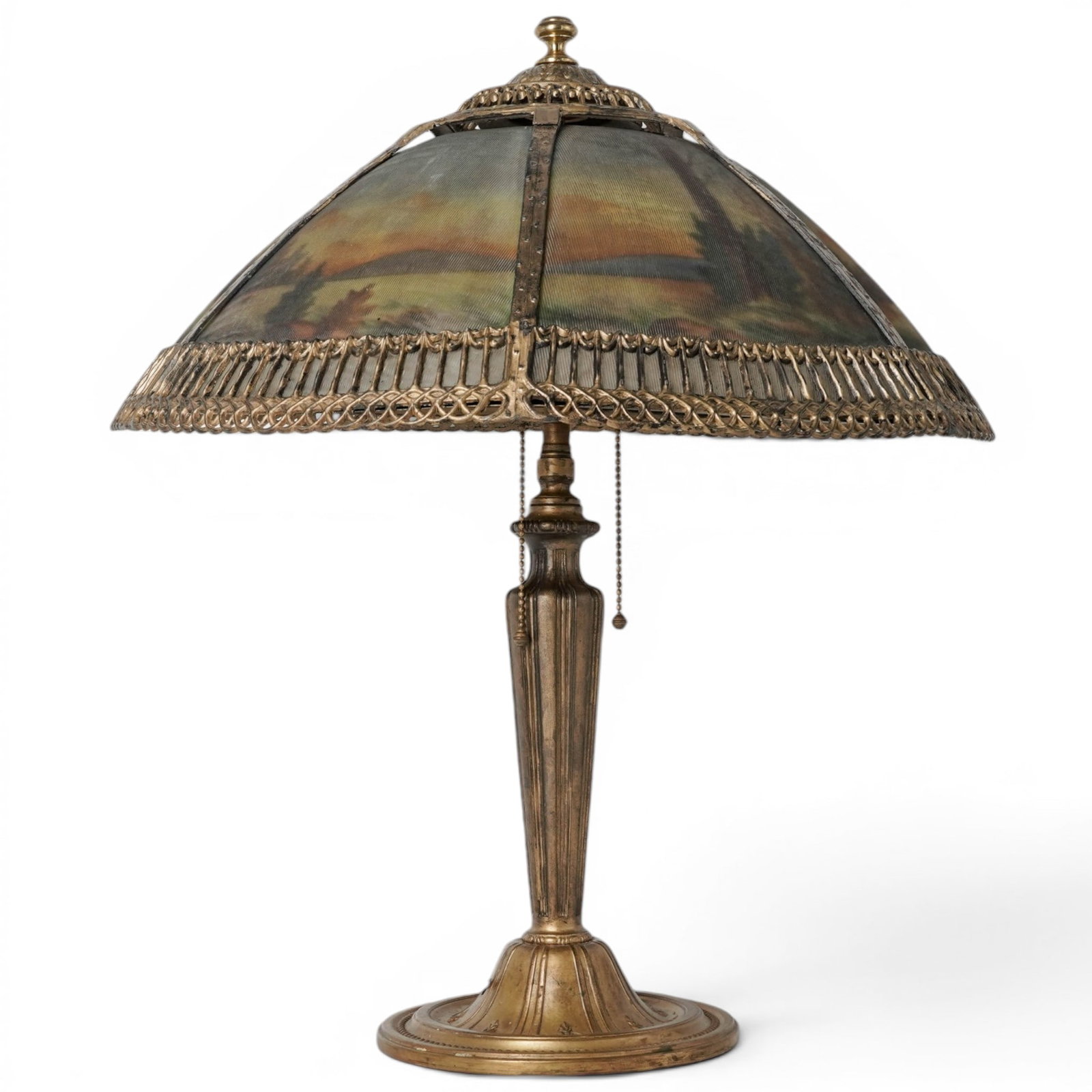 Arts & Crafts Reverse-Painted Brass Table Lamp (1 of 13)