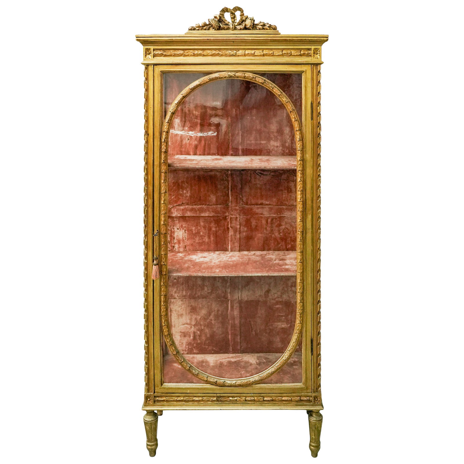 Antique Louis XVI Style Display Gilt-Wood Curio Cabinet (1 of 8)