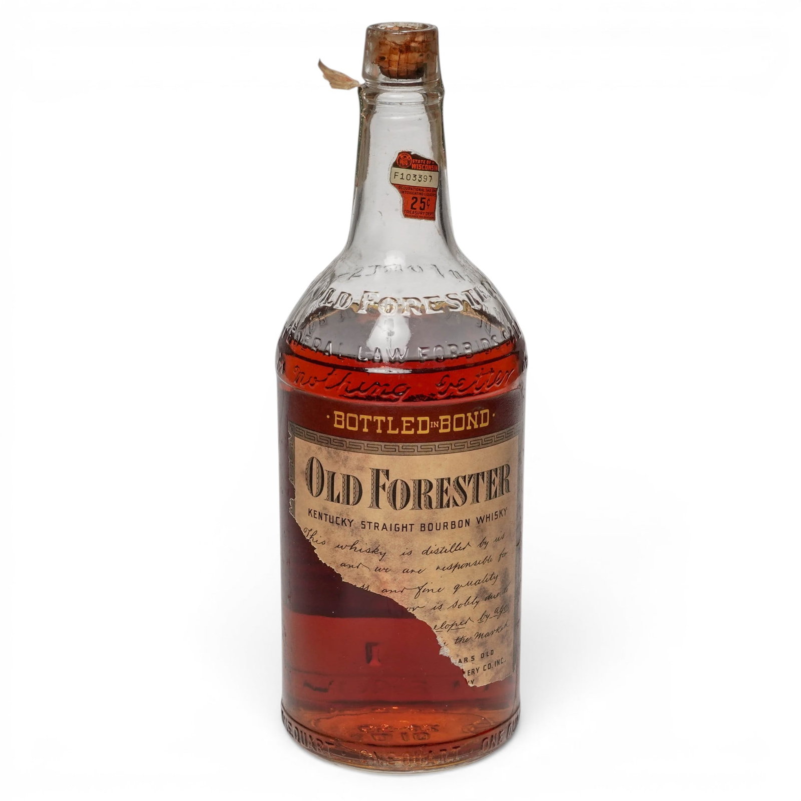 Vintage Bottle of Old Forester Kentucky Straight Bourbon 5 years Old Whisky Bottle (1 of 6)