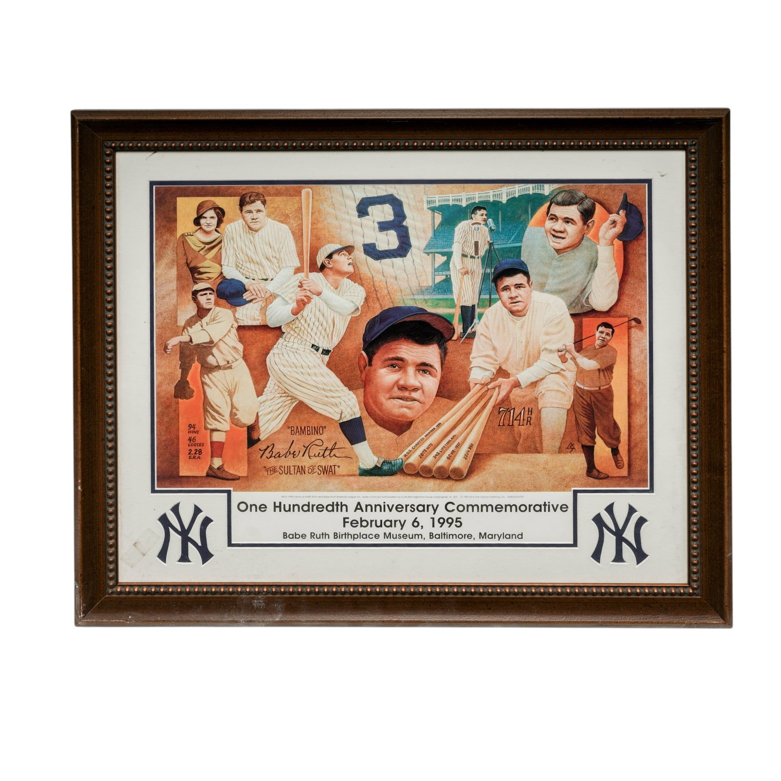 (2 pc) Framed Retro Baseball Posters - 9