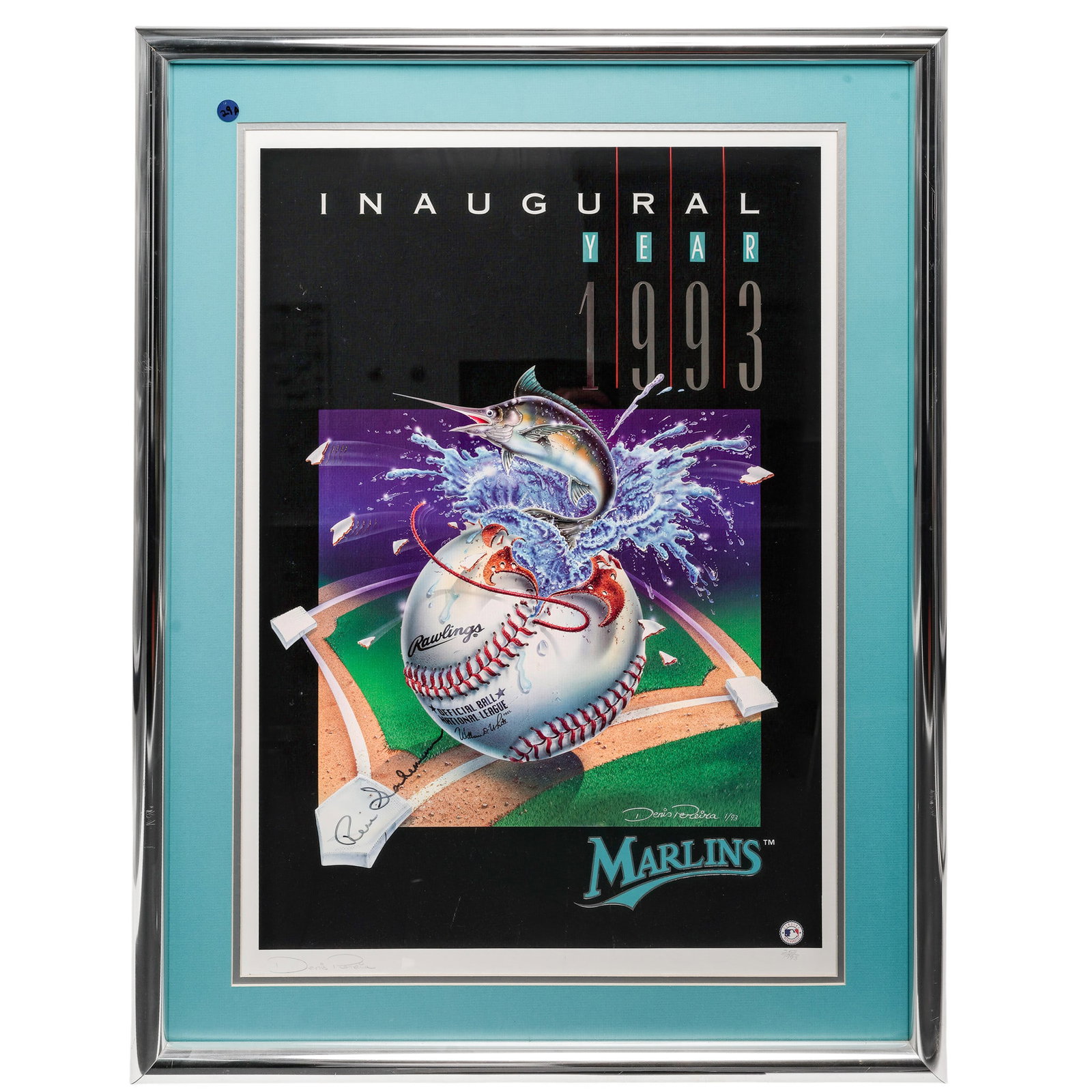 Florida Marlins Inaugural Opening Game Lithograph: Florida Marlins Inaugural Opening Game Lithograph c. 1993, USA The 1993 Florida Marlins Inaugural Year Commemorative Lithograph was actually created by artist Denis Pereira, who was officially