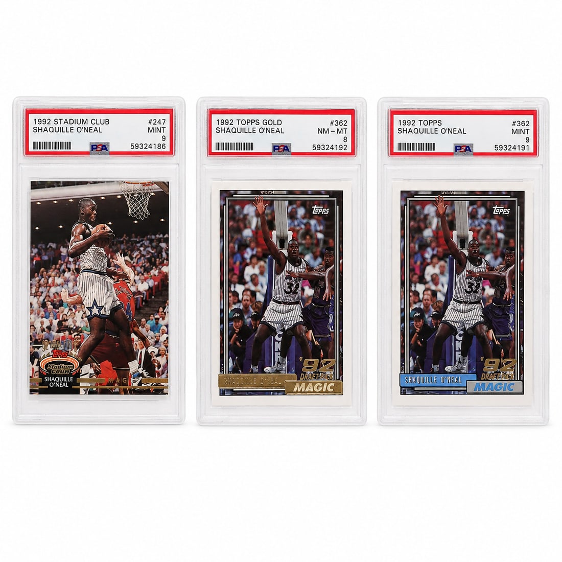 (3 pcs) PSA Shaquille O'Neal Cards (1 of 4)