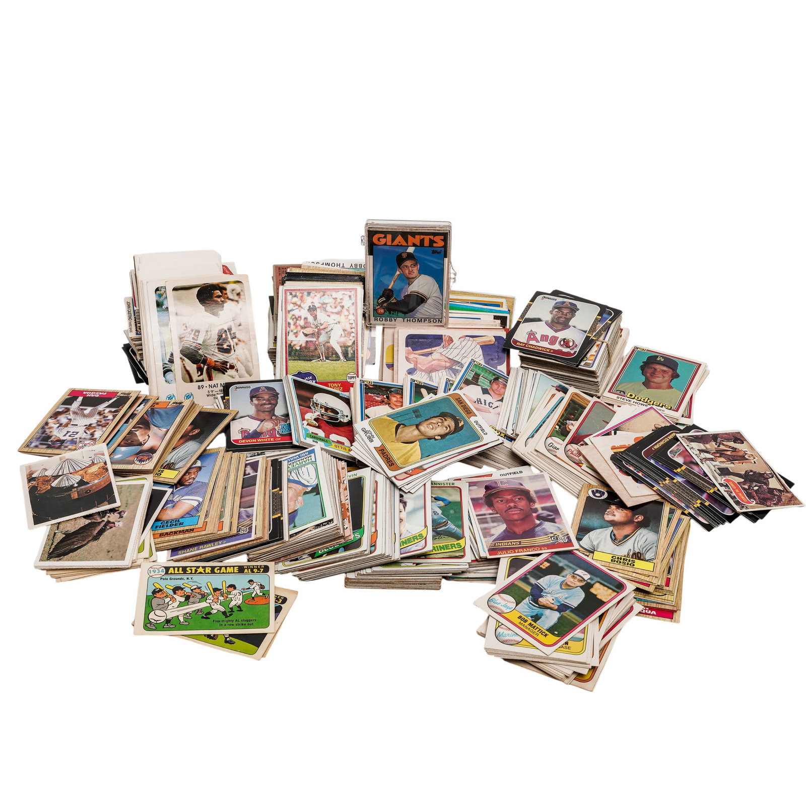 Lot of Vintage Sports Trading Cards: Lot of Vintage Sports Trading Cards Late 20th Century, USA Large assorted collection of vintage sports trading cards comprising of baseball, football, basketball, and other sports issues from multiple