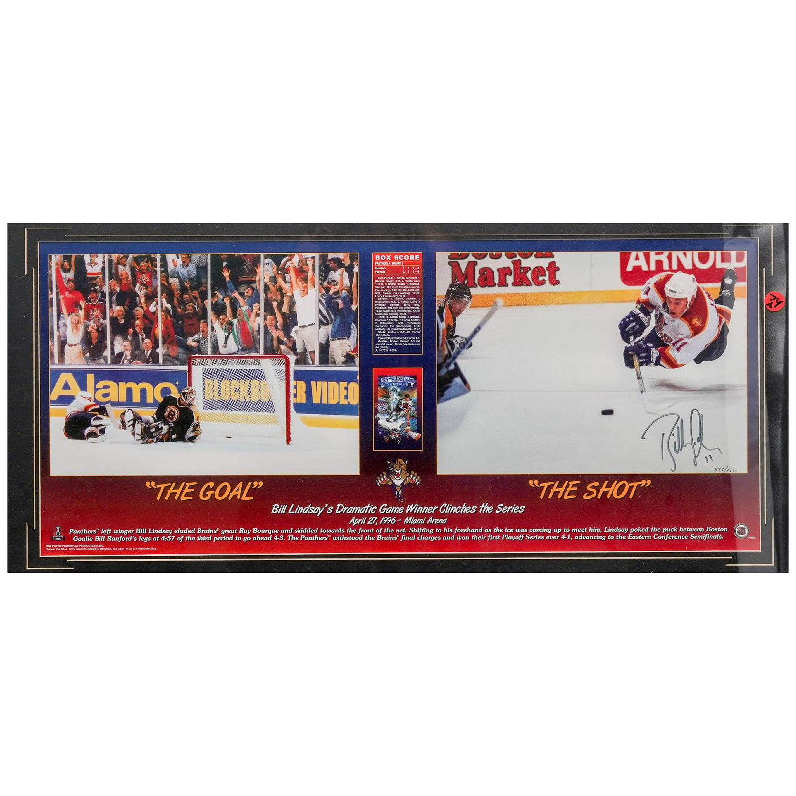 Bill Lindsay Florida Panthers "The Goal" Signed Photo w/ COA (1 of 7)