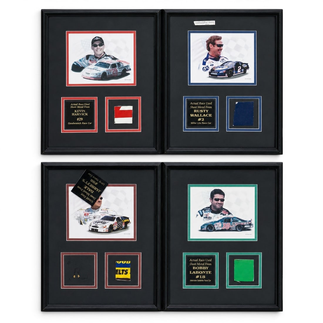 (4pc) Richard Alan Studios NASCAR Memorabilia Framed Plaques W/ COA: (4pc) Richard Alan Studios NASCAR Memorabilia Framed Plaques W/ COA Circa 2001. American The lot includes four framed NASCAR plaques, including: (1)Dale Jarrett # 88 UPS NASCAR. Accompanied by an auth