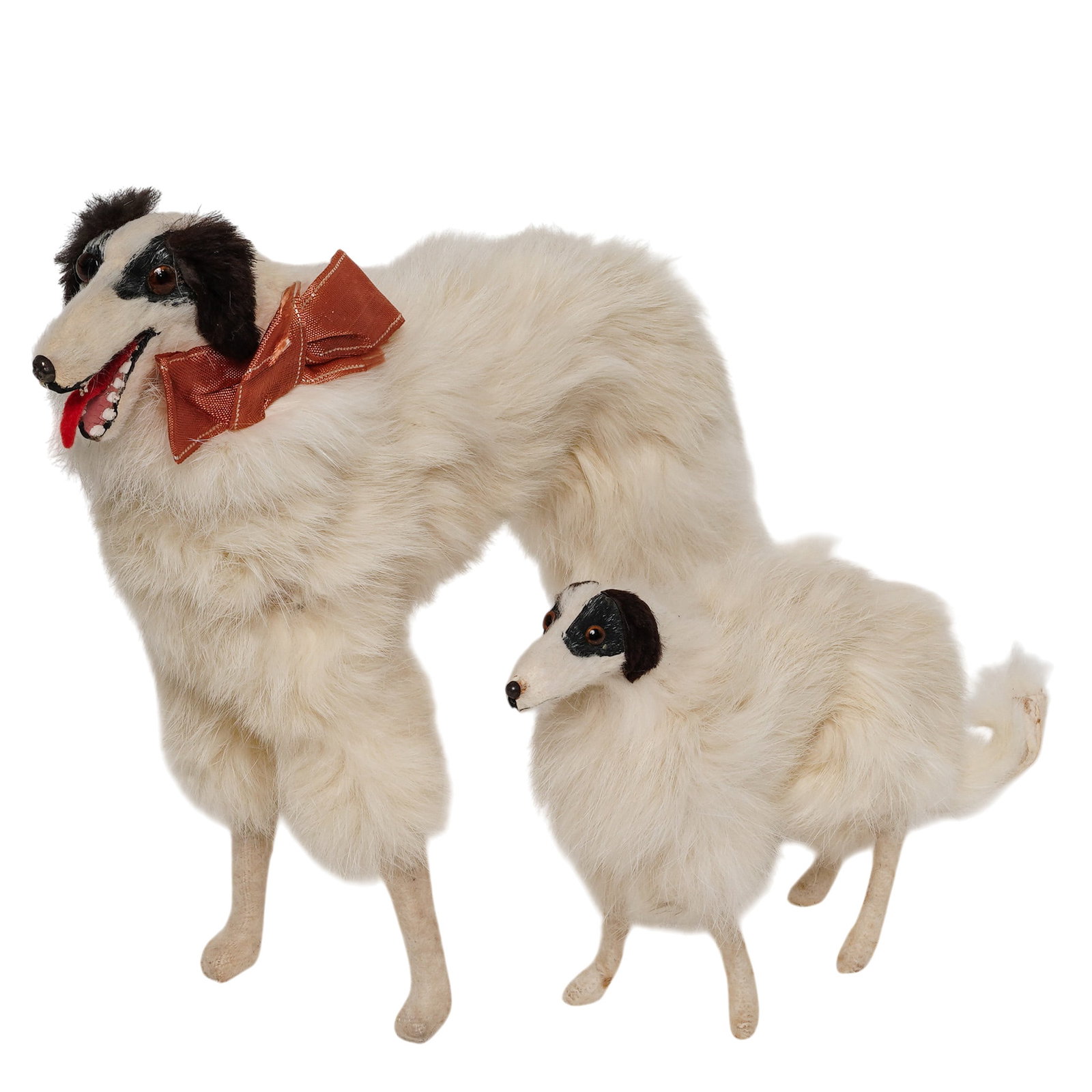 (2 pc) Pair of Antique German Borzoi Hound Stuffed Animal Toys (1 of 8)