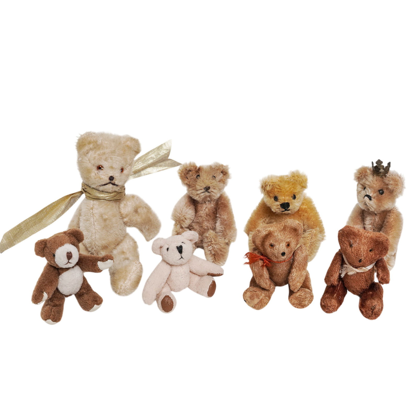 (8 pc) Antique Miniature European Jointed Teddy Bears (1 of 9)