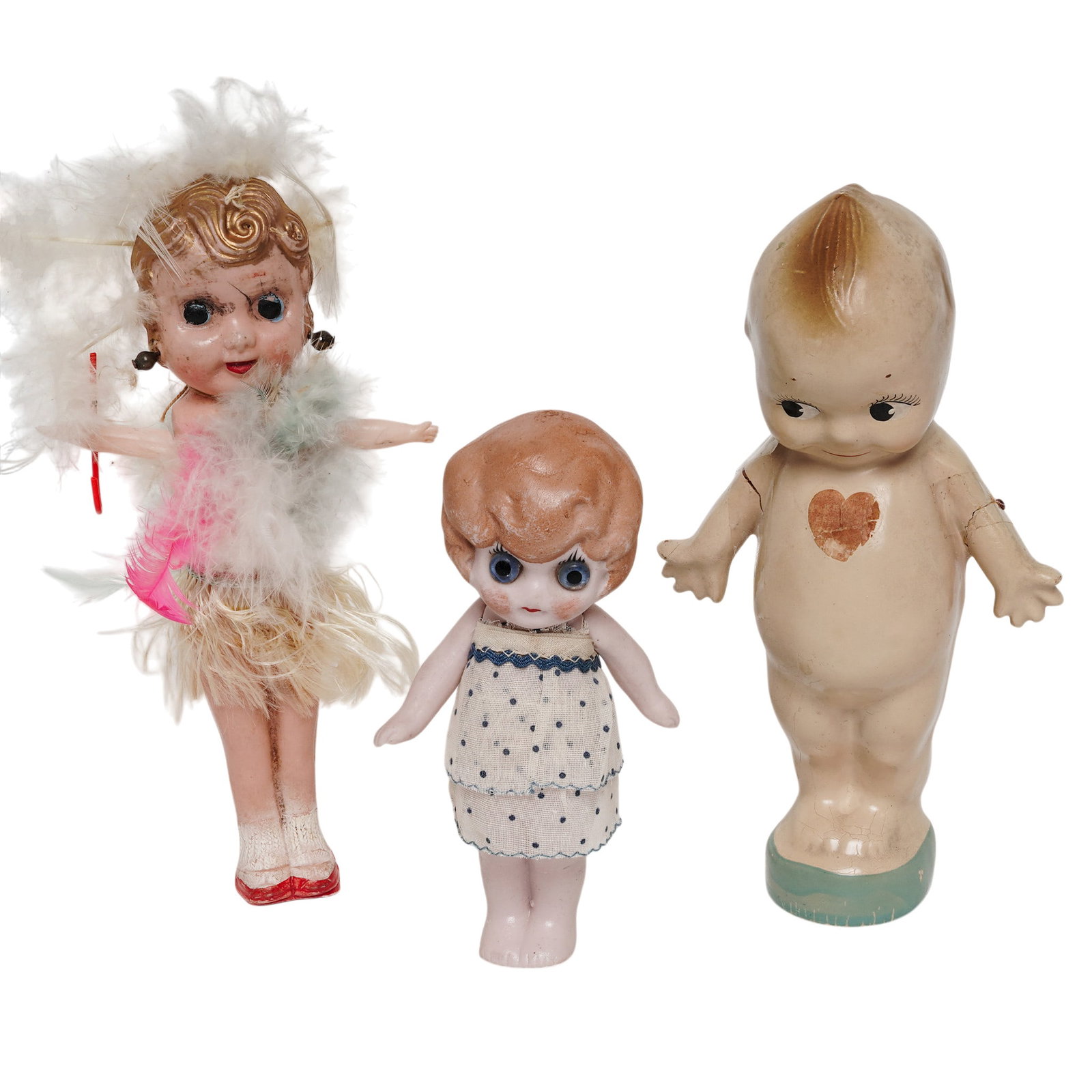 (3pc) Antique Kewpie & Flapper Dolls Group (1 of 7)