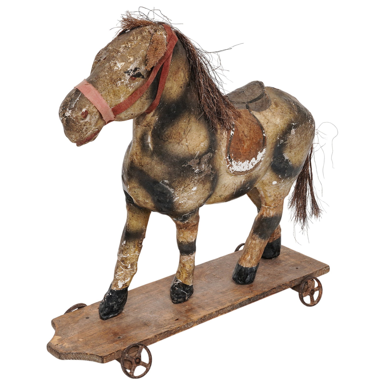 Large Antique German Paper Mache Pull Toy Horse (1 of 6)