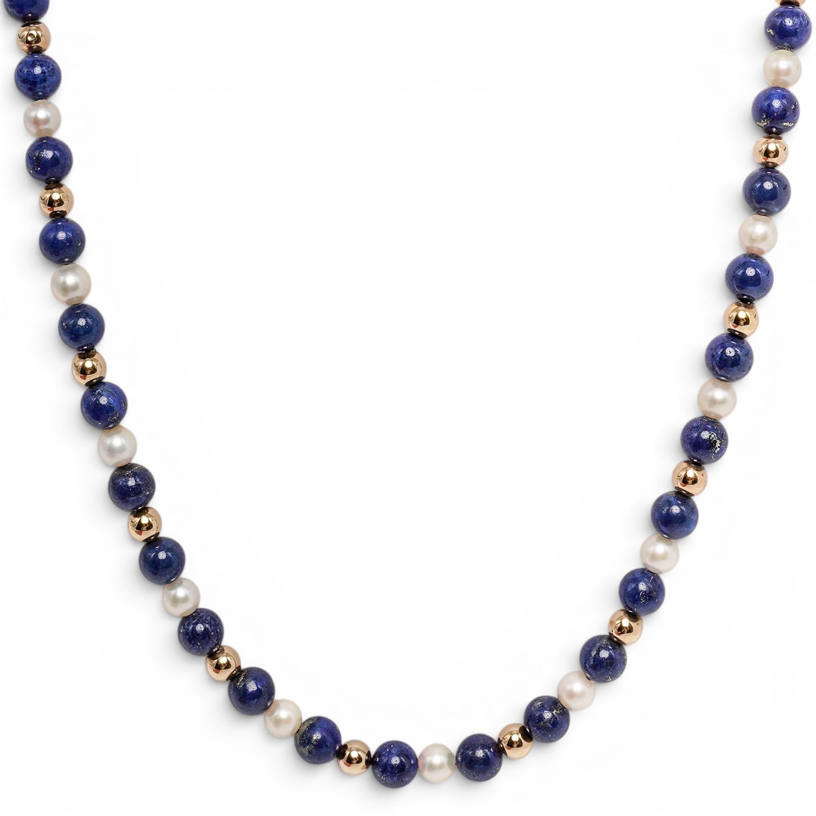 Lapis Lazuli, Pearl, and 14k Gold Strand Necklace (1 of 11)