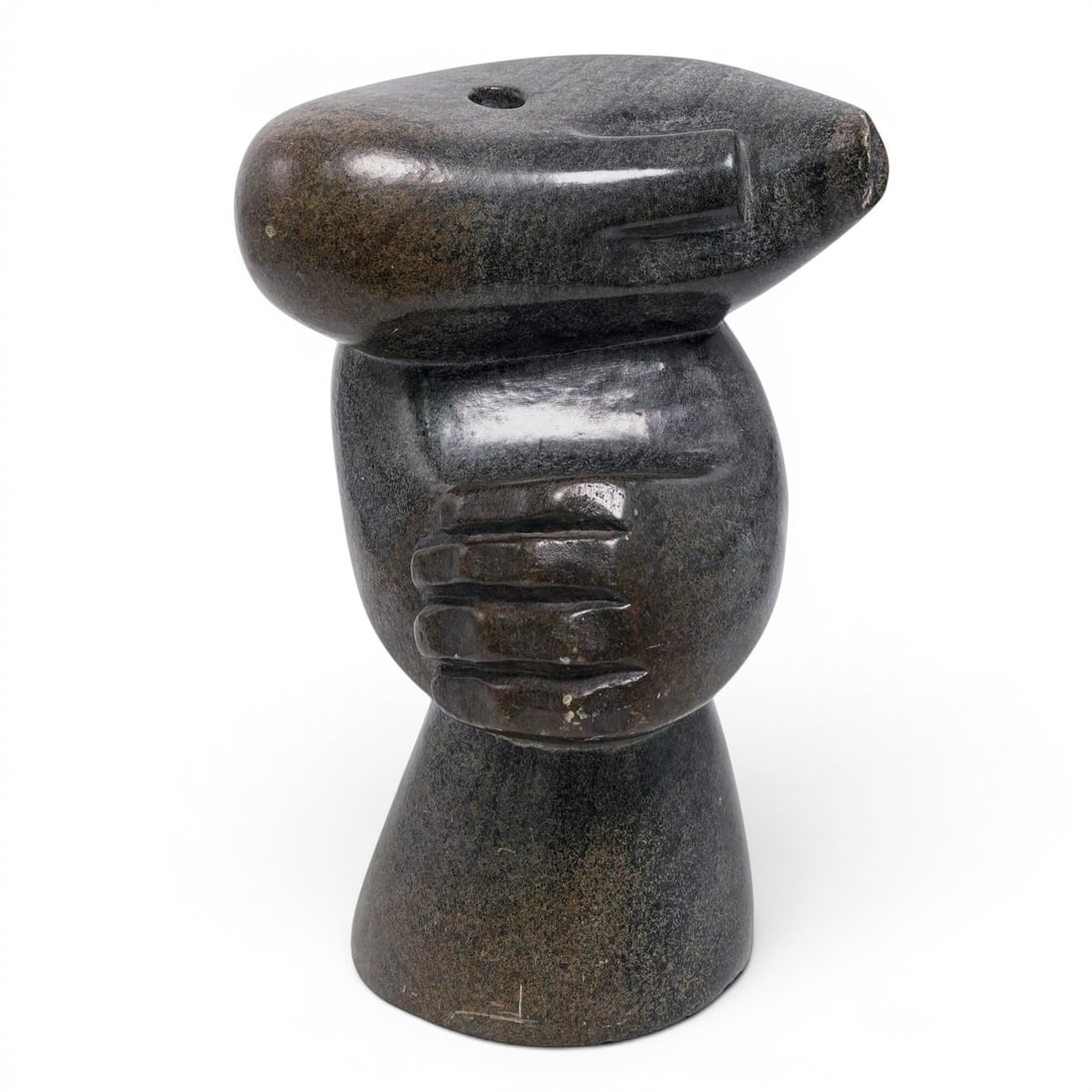 Norbert Shamuyarira (20th cent, African) Stone Figural Sculpture: Norbert Shamuyarira (20th cent, African) Stone Figural Sculpture 20th century, African A stone abstract figural sculpture by Zimbabwe artist Norbert Shamuyarira (20th cent). Signed "N Sha" on back. H