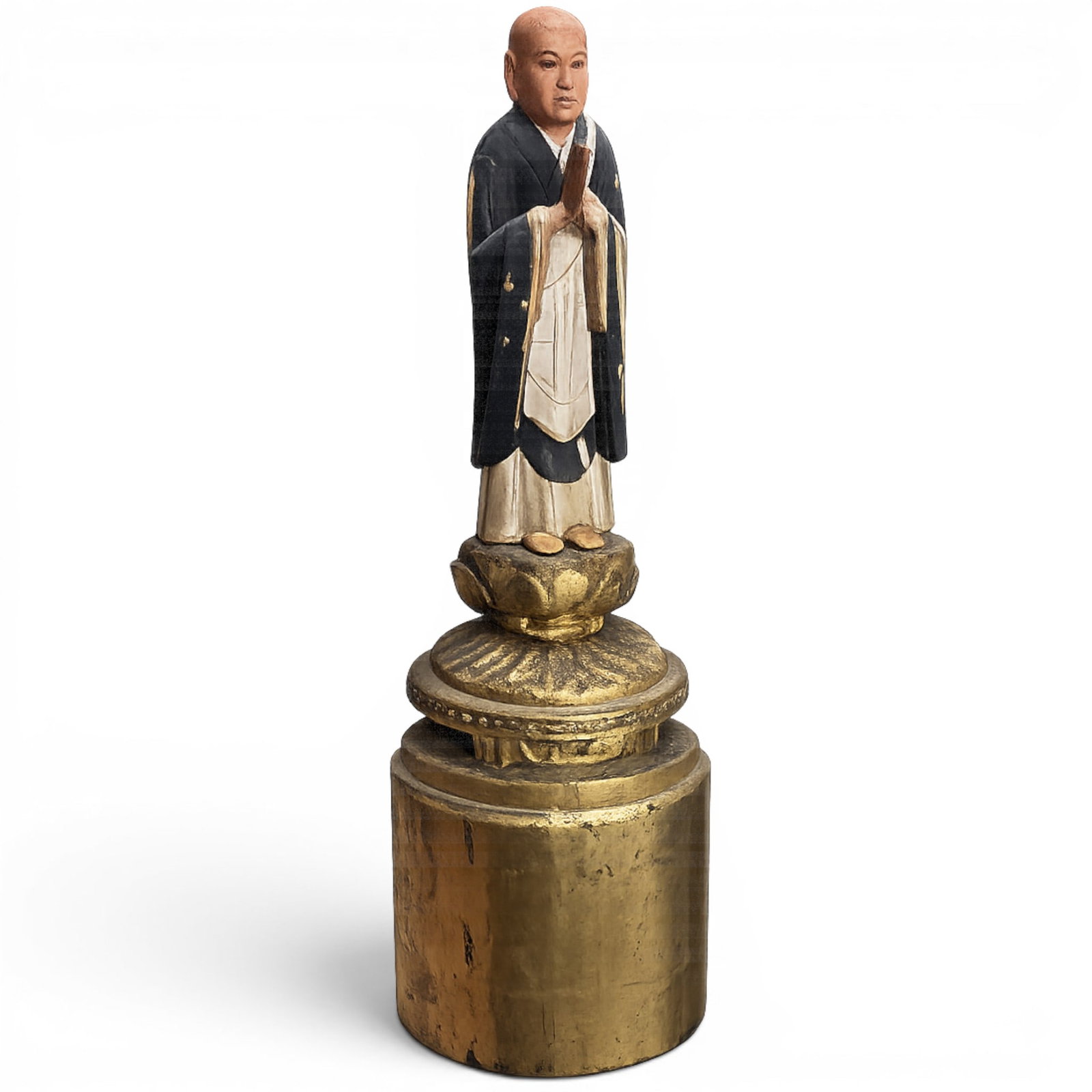 Japanese Buddhist Monk Polychrome Figure (1 of 5)