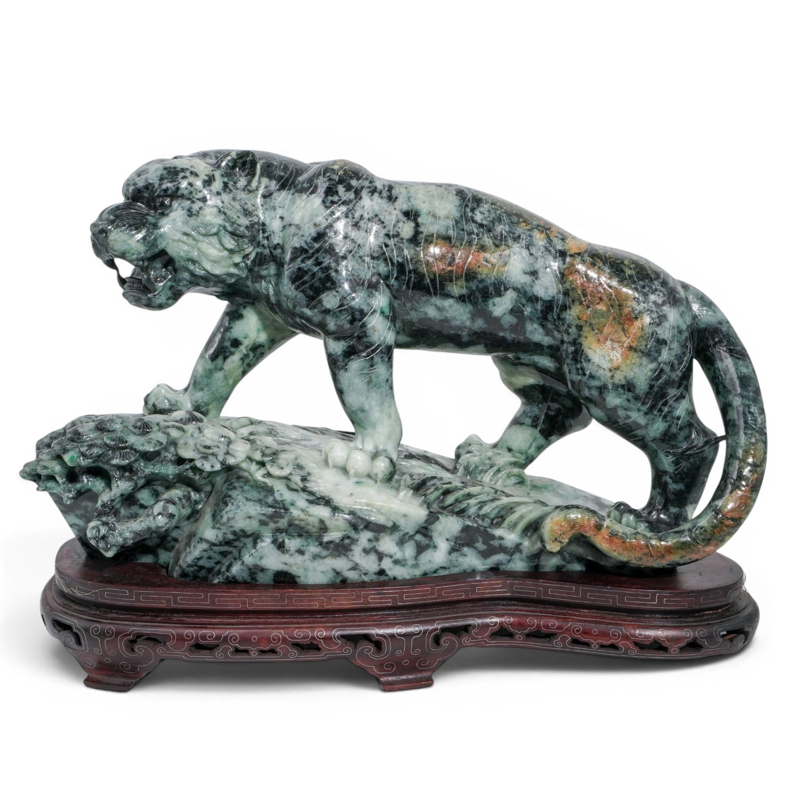 Vintage Spinach Jade Tiger Sculpture (1 of 4)