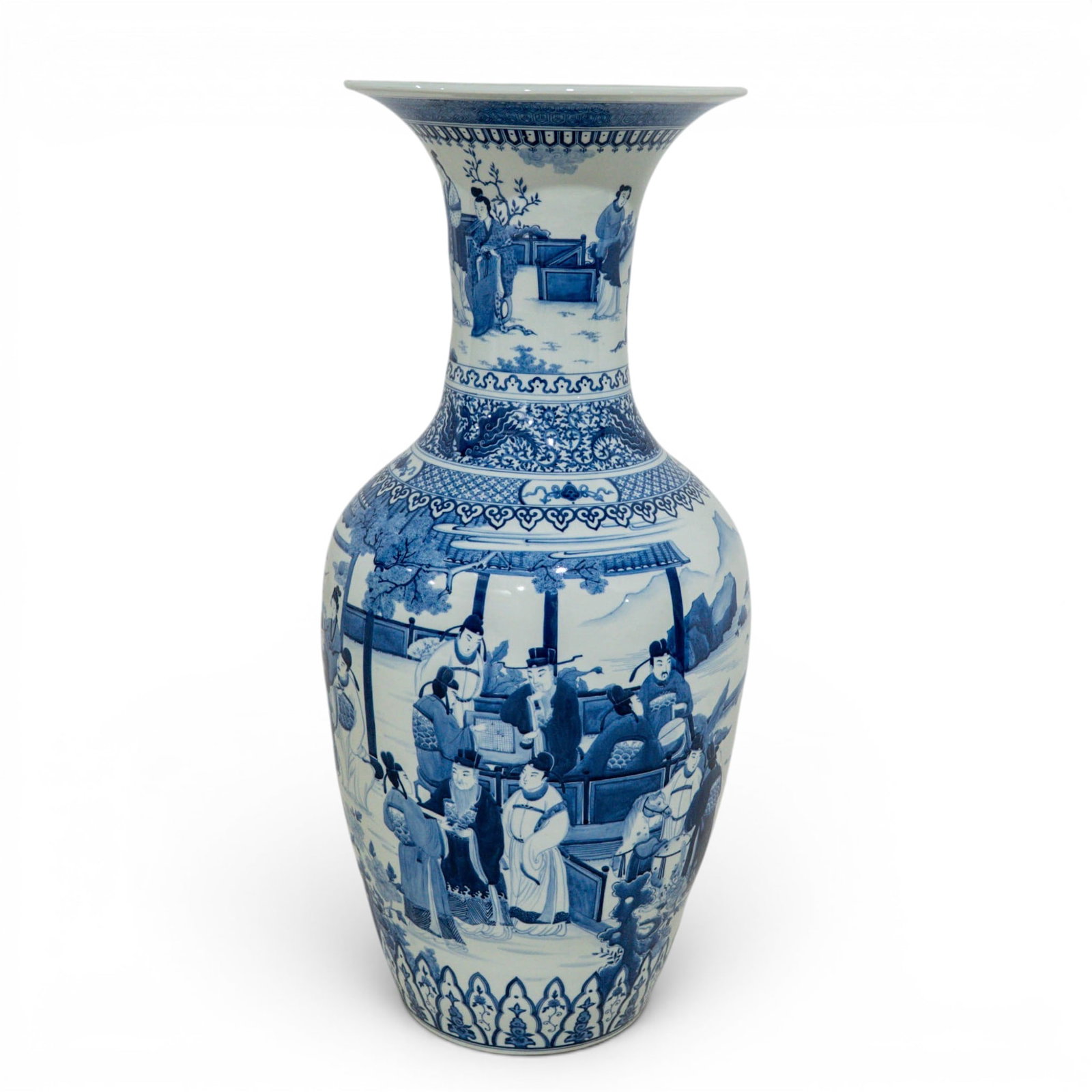 Chinese Export Blue & White "Scholar's Garden" Baluster Floor Vase (1 of 6)