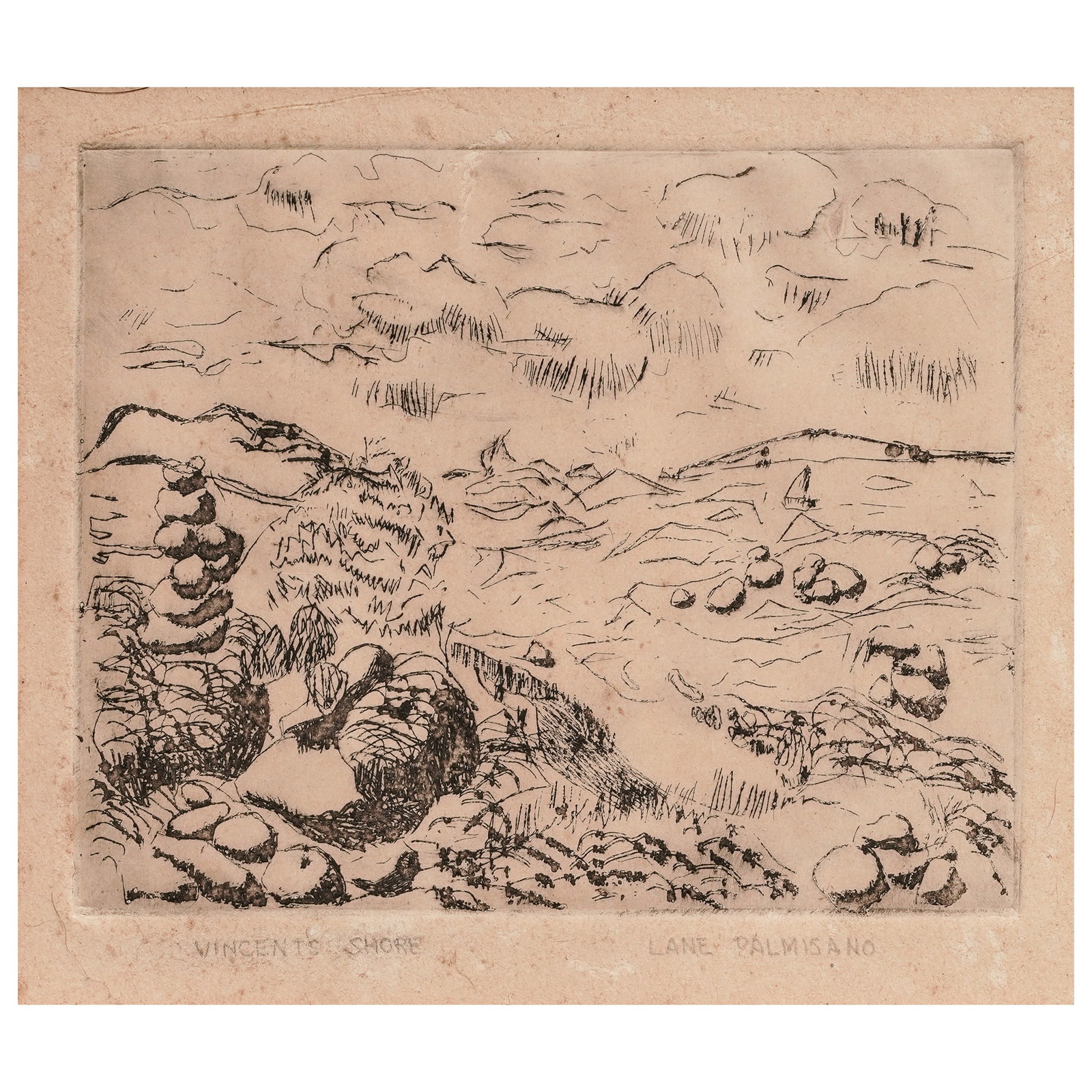 Lane Palmisano (American, 20th cent.) "Vincent’s Shore" Etching (1 of 5)