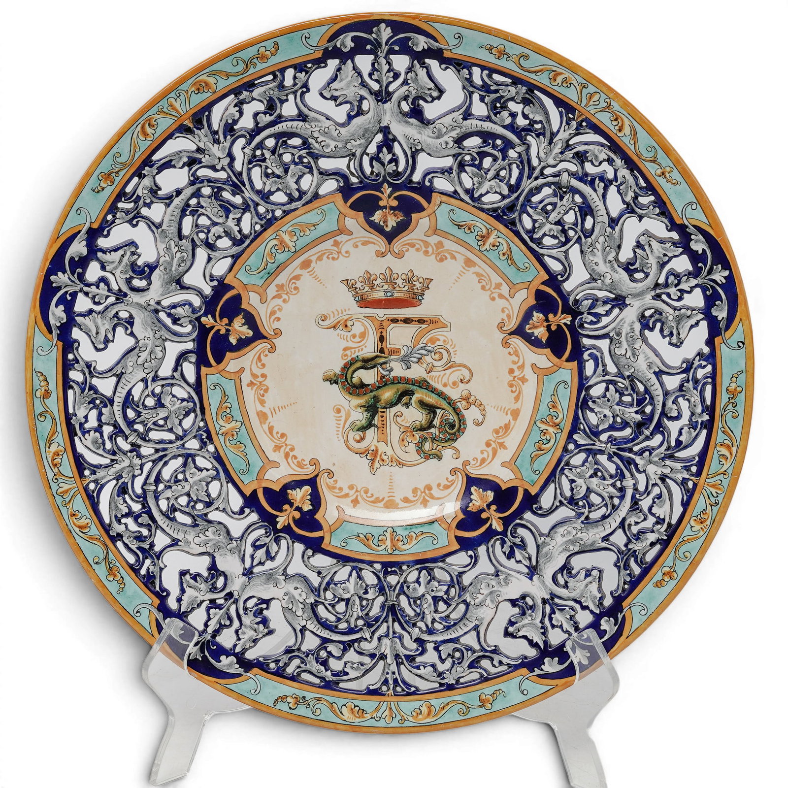 Signed E. Balon Ulysse a Blois Faience Co. Charger (1 of 8)