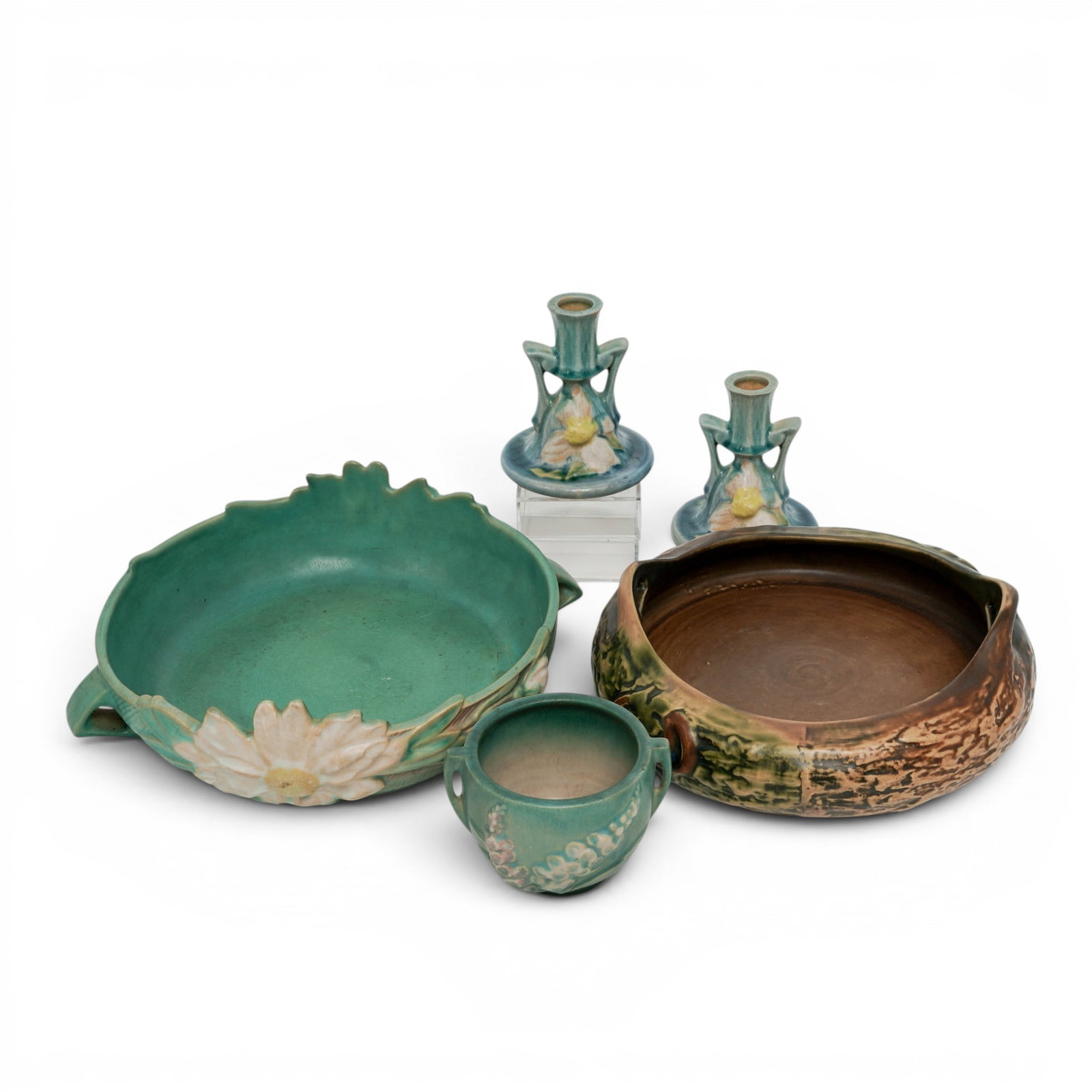 (5 pc) Grouping of Antique Roseville Floral Pottery (1 of 10)