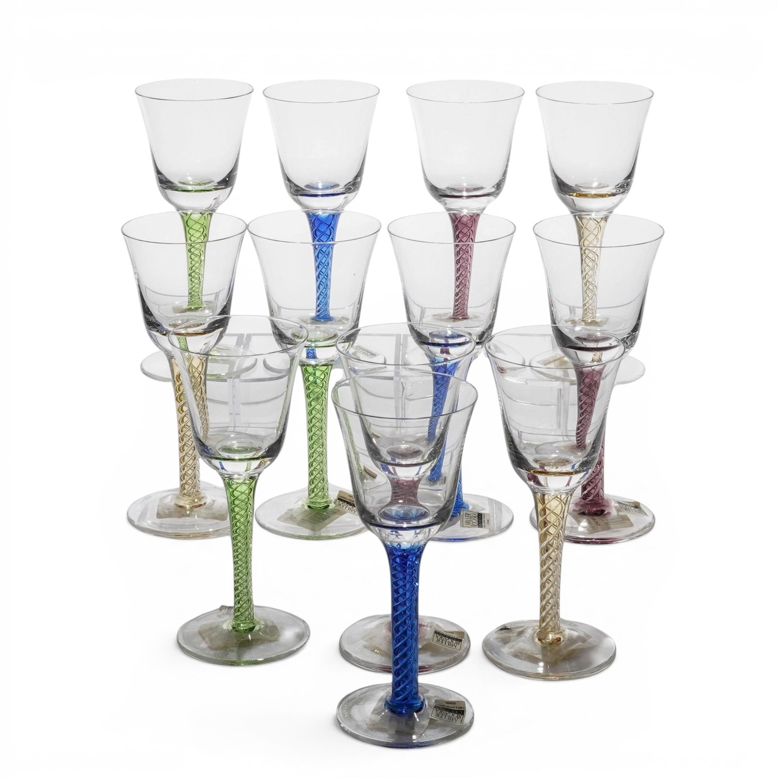 (12pc) Miller Rogaska Reed & Barton "Air Twist" Crystal Cordial Glasses (1 of 16)