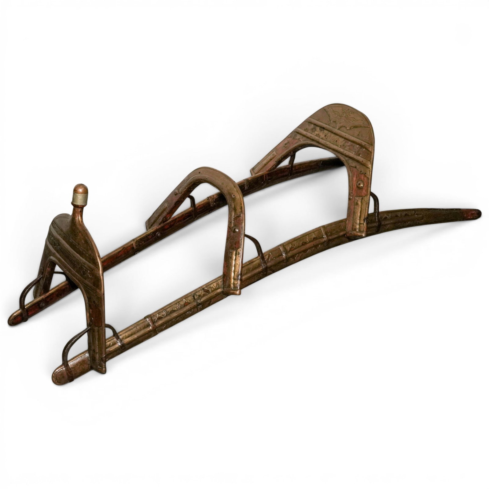 Antique Middle Eastern Dromedary Camel Wood & Brass Saddle Frame (1 of 12)