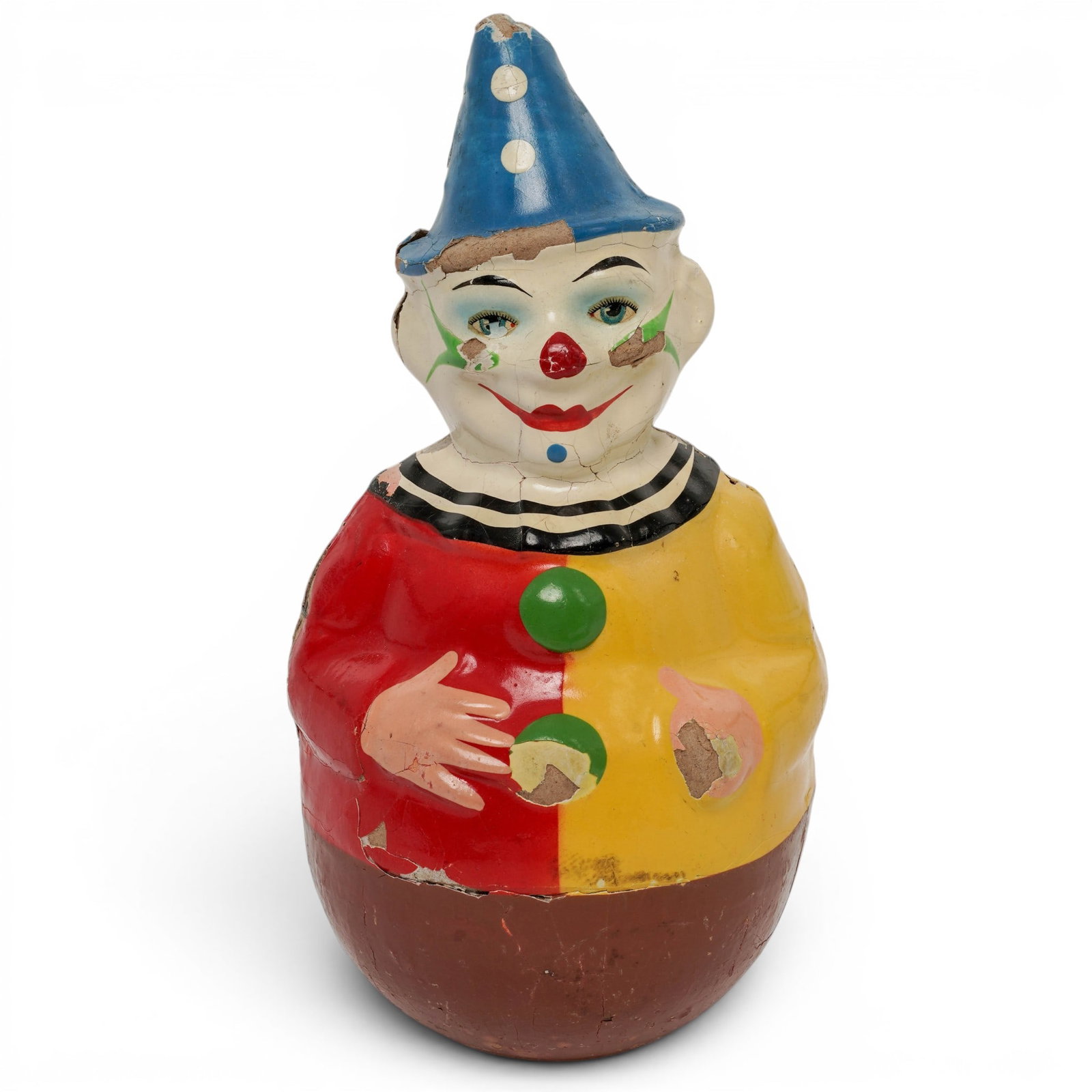 Antique Paper Mache Roly Poly Clown (1 of 7)