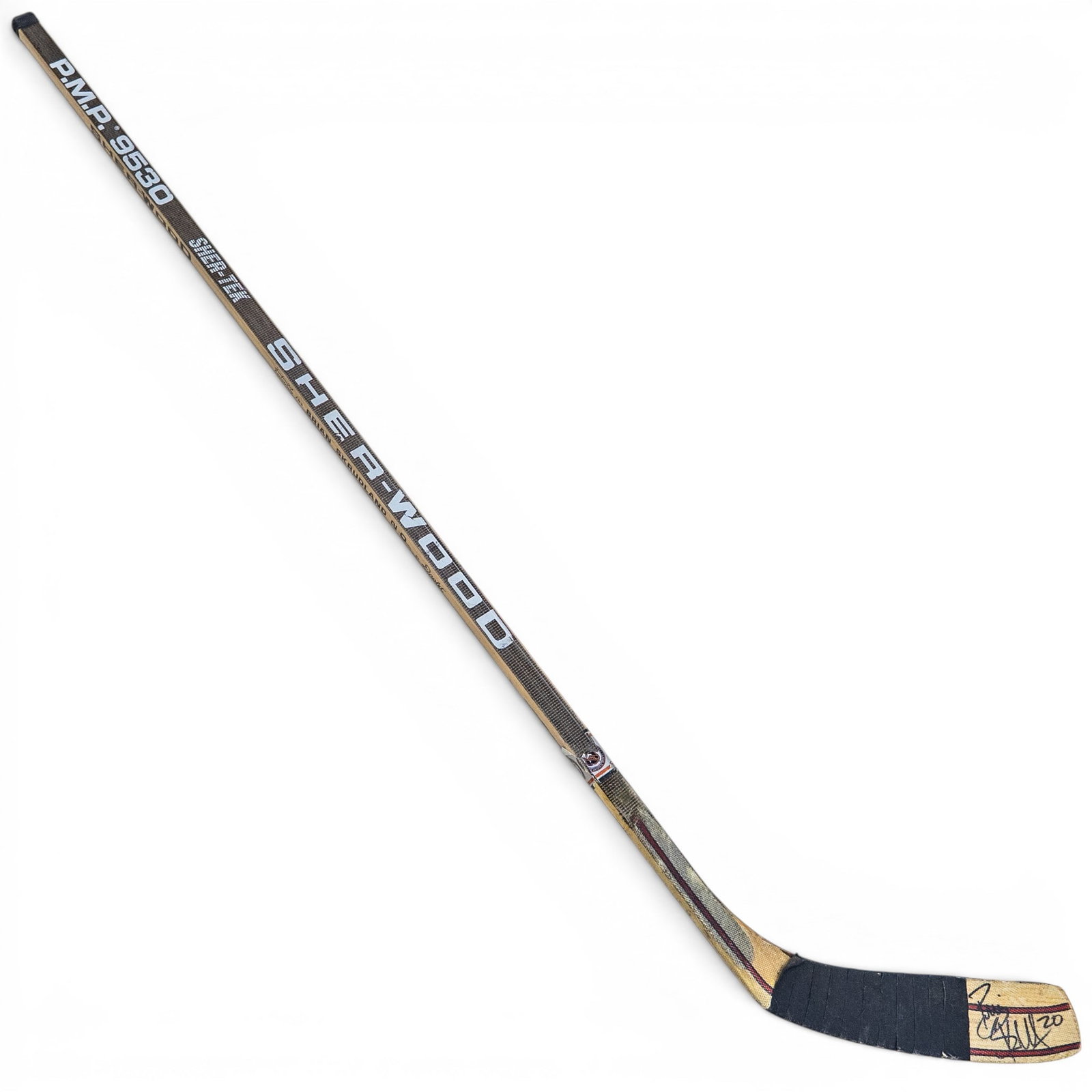 Brian Skrudland Signed Hockey Stick: hockey stick signed in black marker by former NHL forward Brian Skrudland. Skrudland's signature appears on the blade and is accompanied by his jersey number "20." A member of the 1996 Stanley Cup Cha