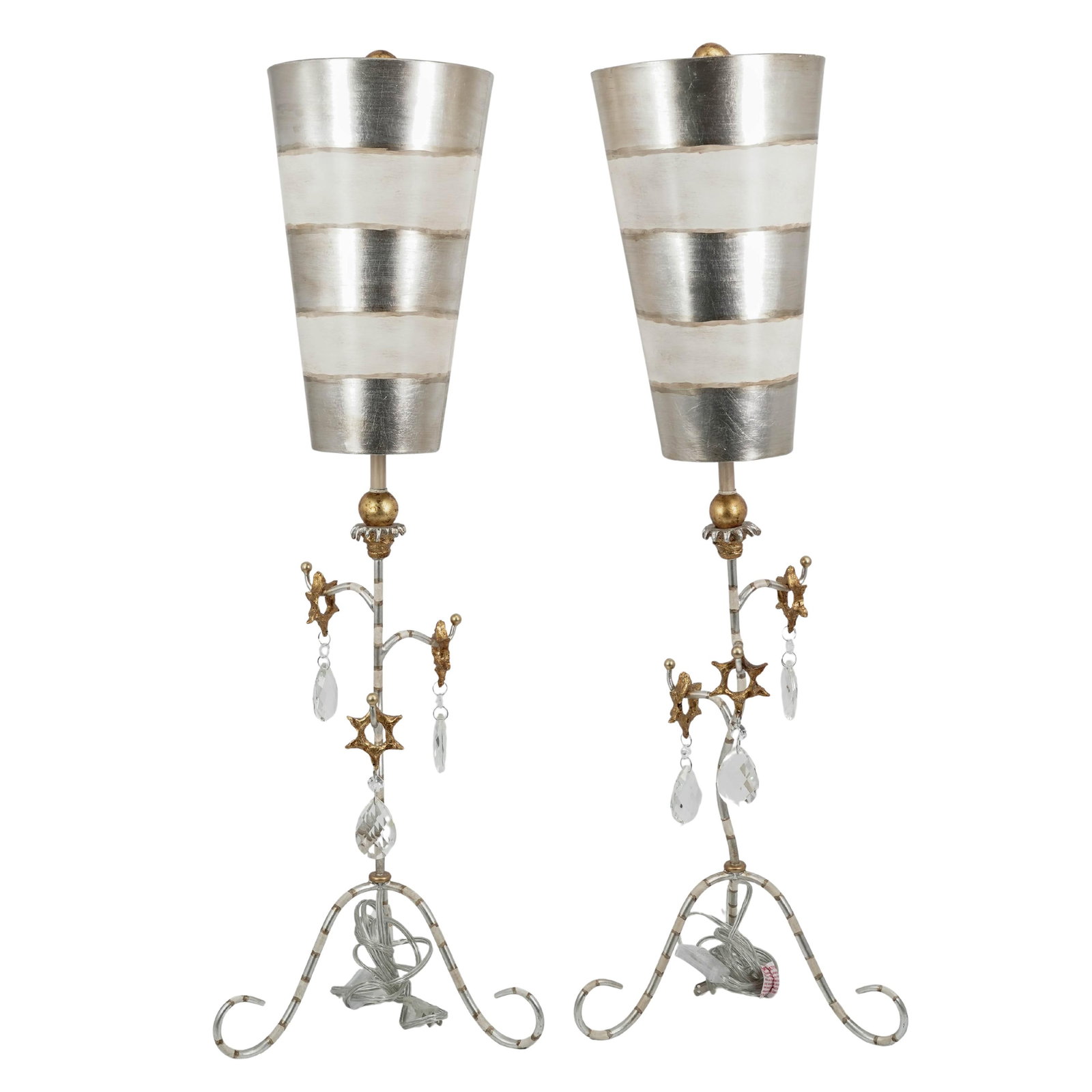 Pair Of Tivoli Distressed Silver Buffet Table Lamps (1 of 7)