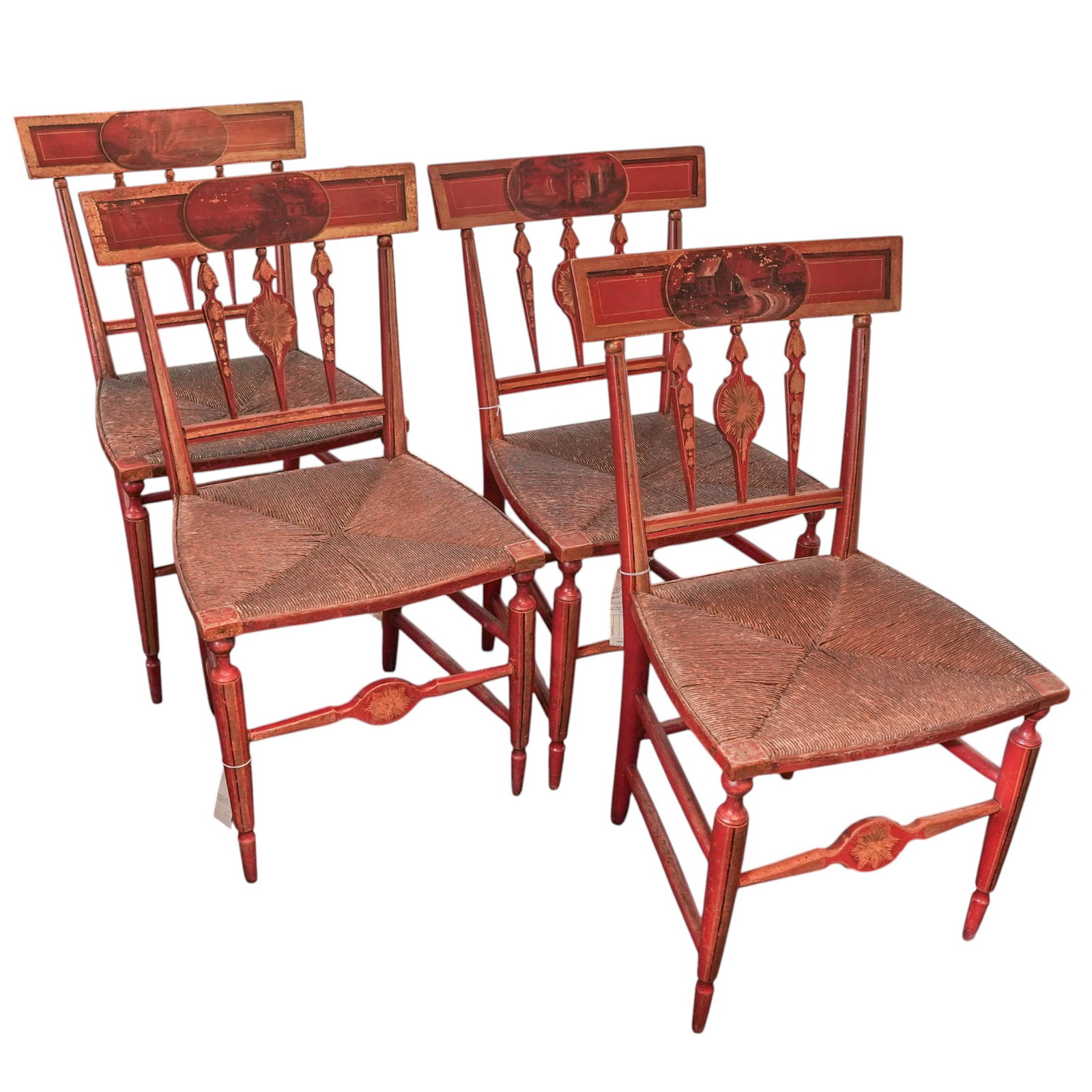 (4 pcs) Ex Christies Attributed Thomas S Renshaw & John Barnhart Chairs (1 of 12)