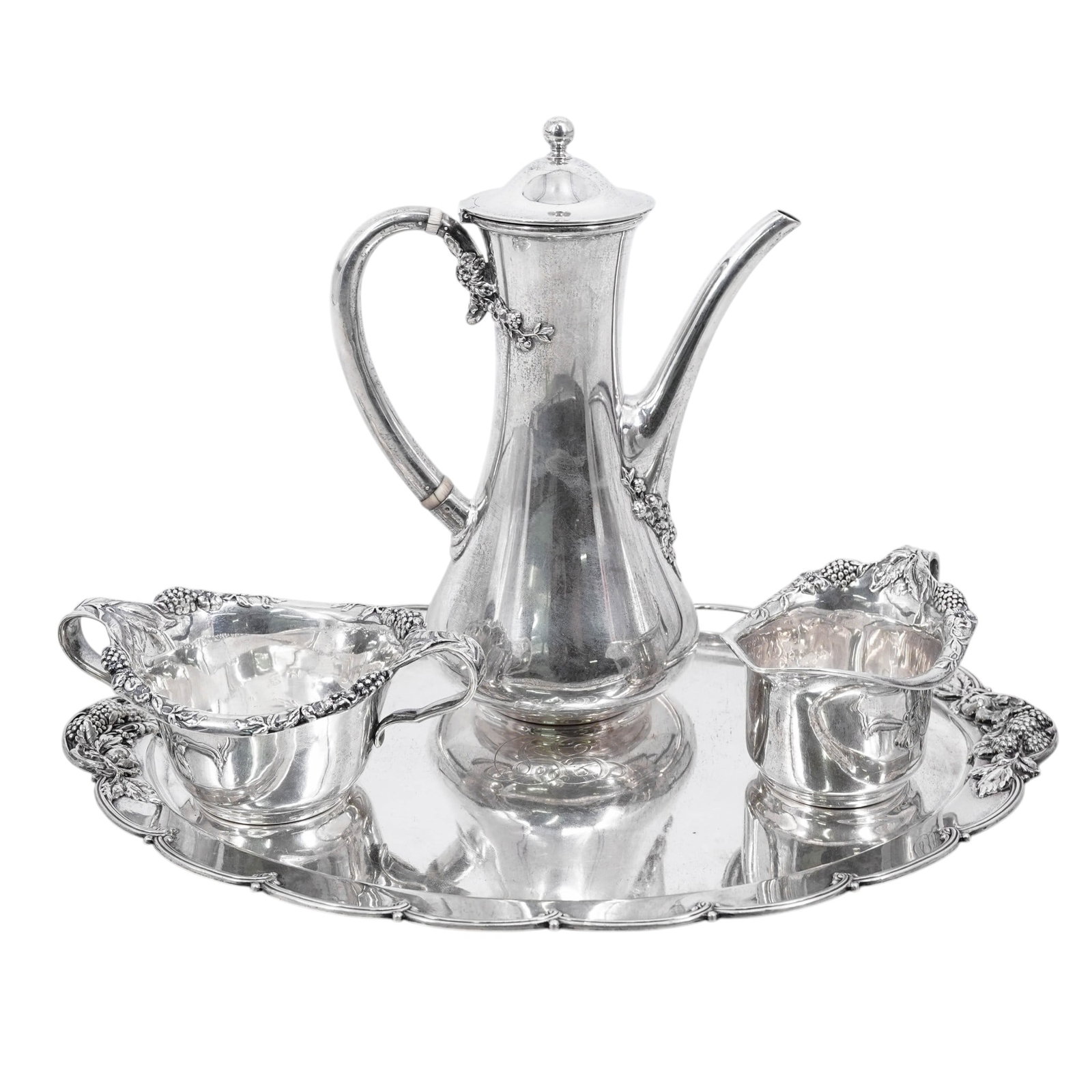 (4pc) Tiffany and Co. Sterling Silver "Blackberry" Coffee Set (1 of 7)