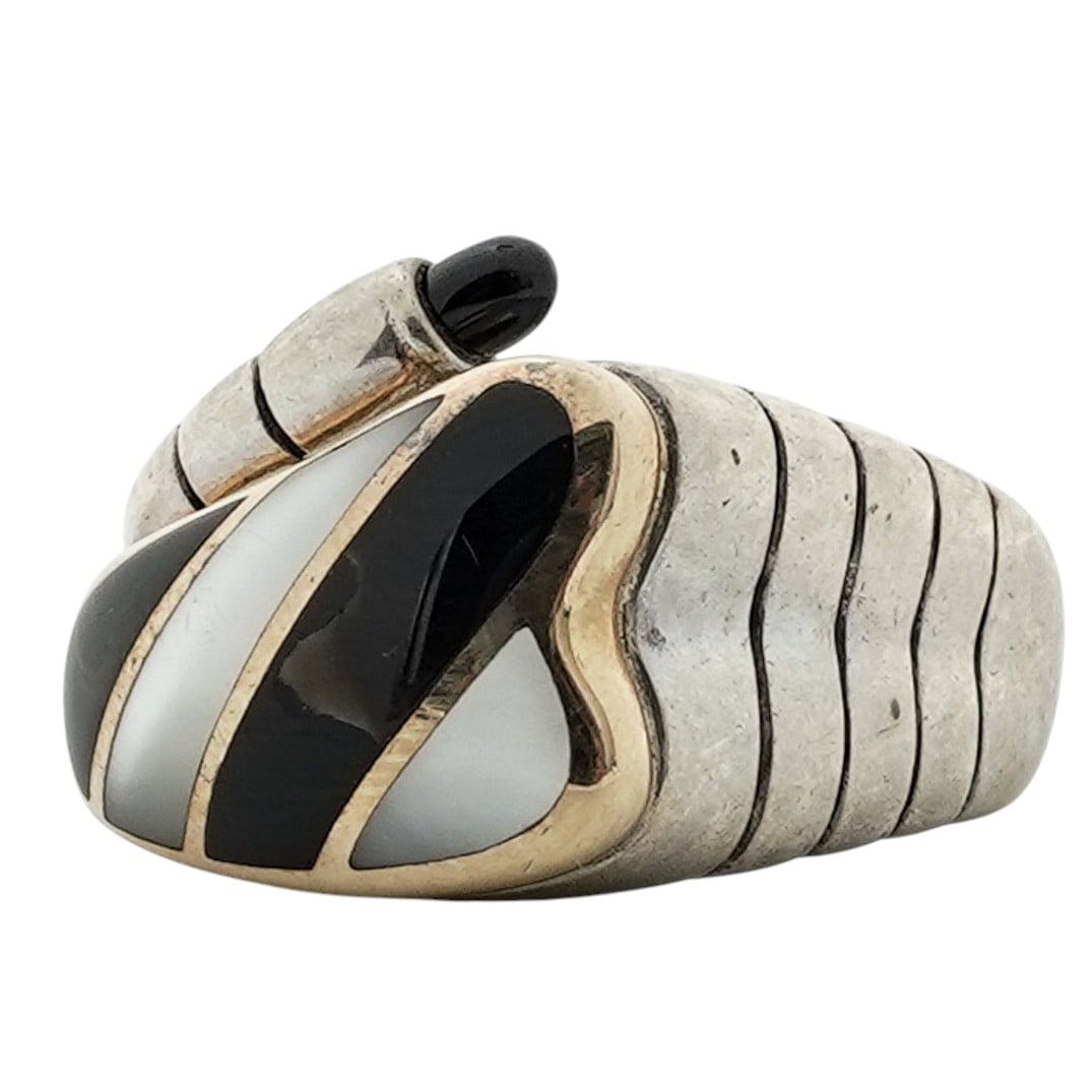 Asch Grossbardt Sterling Silver & 18K Gold Banded Inlay Ring (1 of 5)