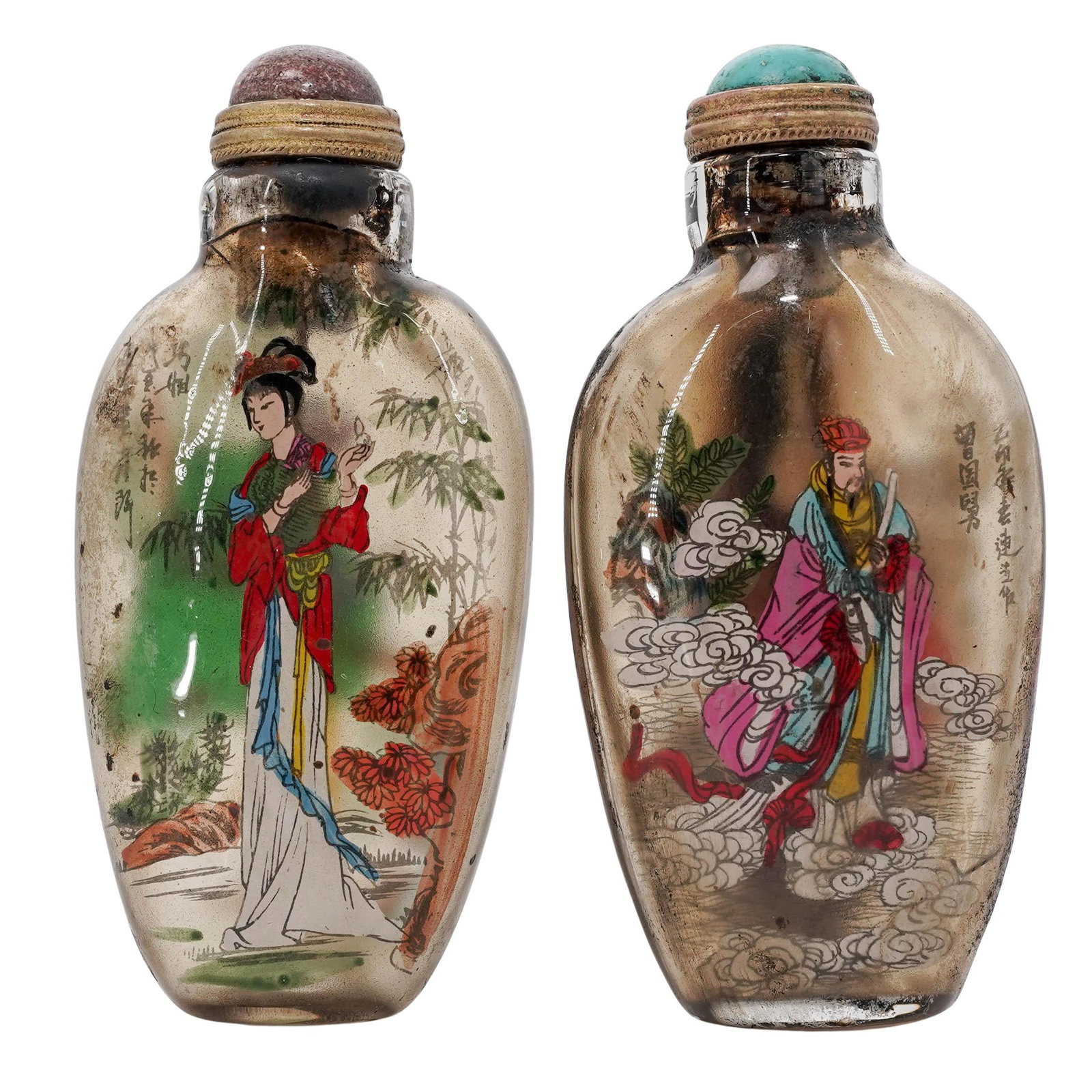 (2pc) Chinese Reverse Painted Glass Snuff Bottles (1 of 9)