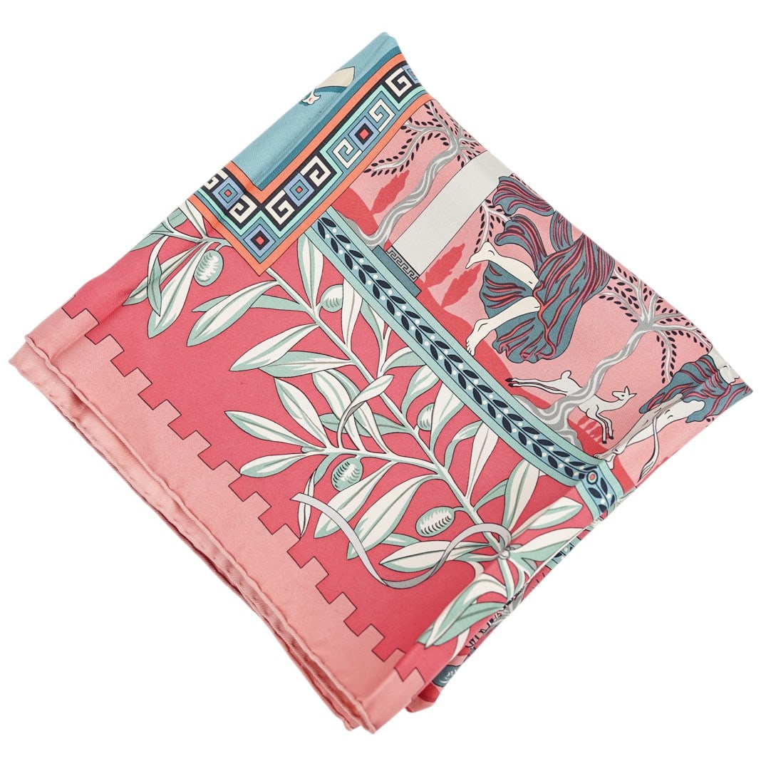 Vintage Hermes "Musique des Dieux" Silk Scarf: Vintage Hermes "Musique des Dieux" Silk Scarf Late 20th century, French A vintage Hermes "Musique des Dieux" silk scarf designed by Claudia Stuhlhofer-Mayer. Marked "Hermes" and signed "Claudia" on