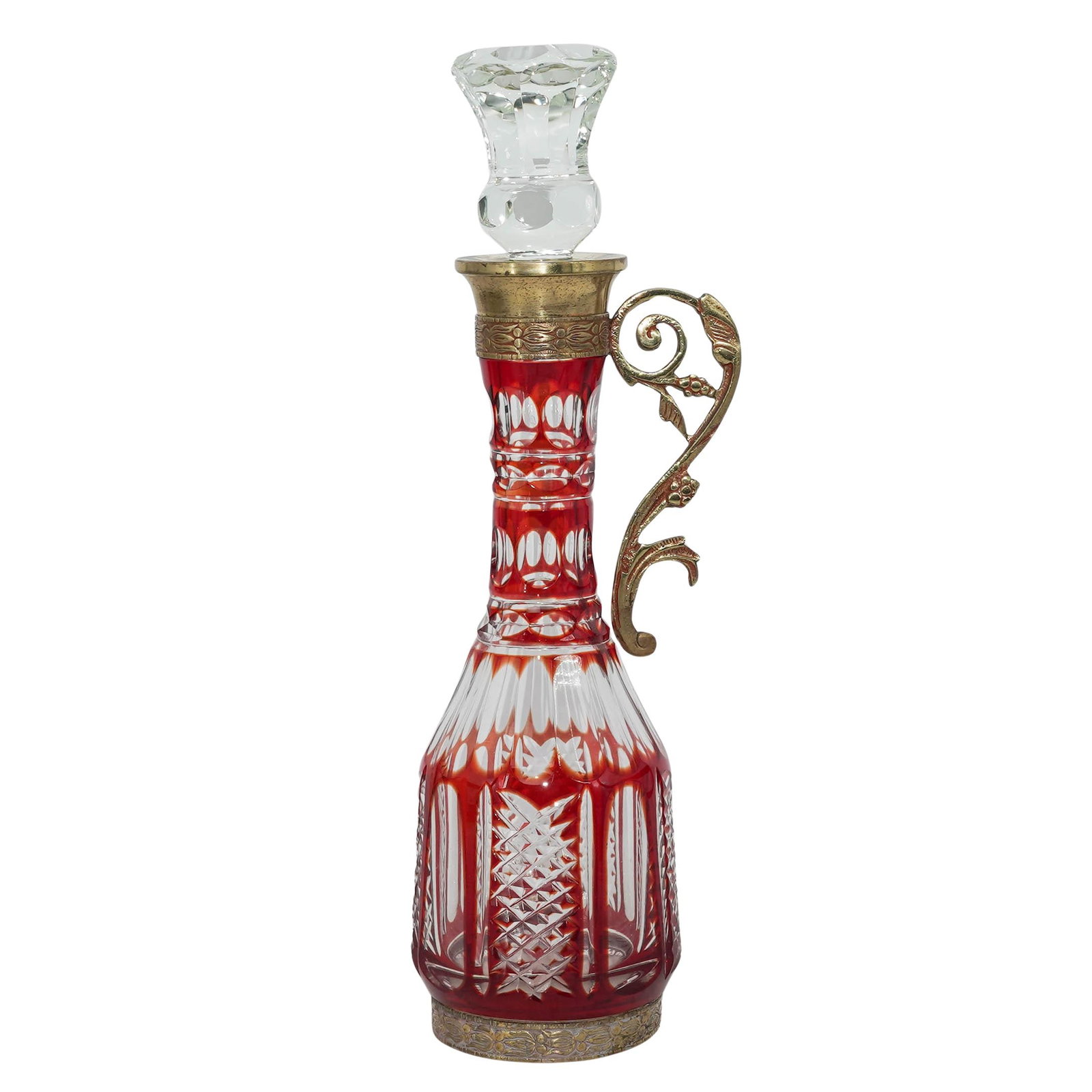 Bohemian Ruby Cut to Clear Glass Decanter (1 of 9)