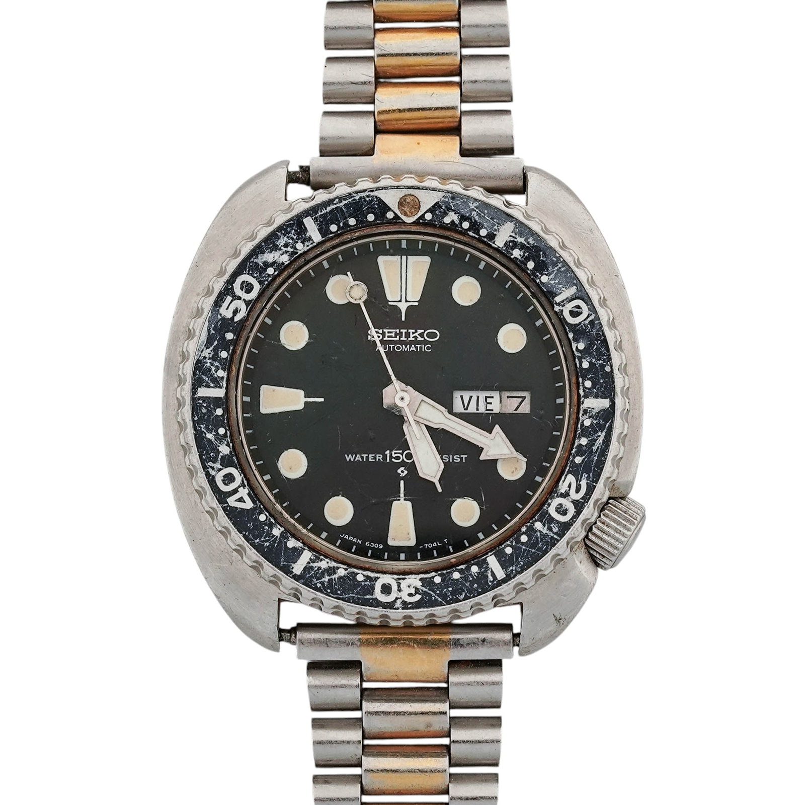 Vintage Seiko "Turtle" Diver's Watch: Vintage Seiko "Turtle" Diver's WatchMid to late 20th century, JapaneseVintage Seiko 6309-7049 "Turtle" automatic diver's watch. Marked on watch face "Seiko water 150 m resistance" "Japan 6309-404LT".