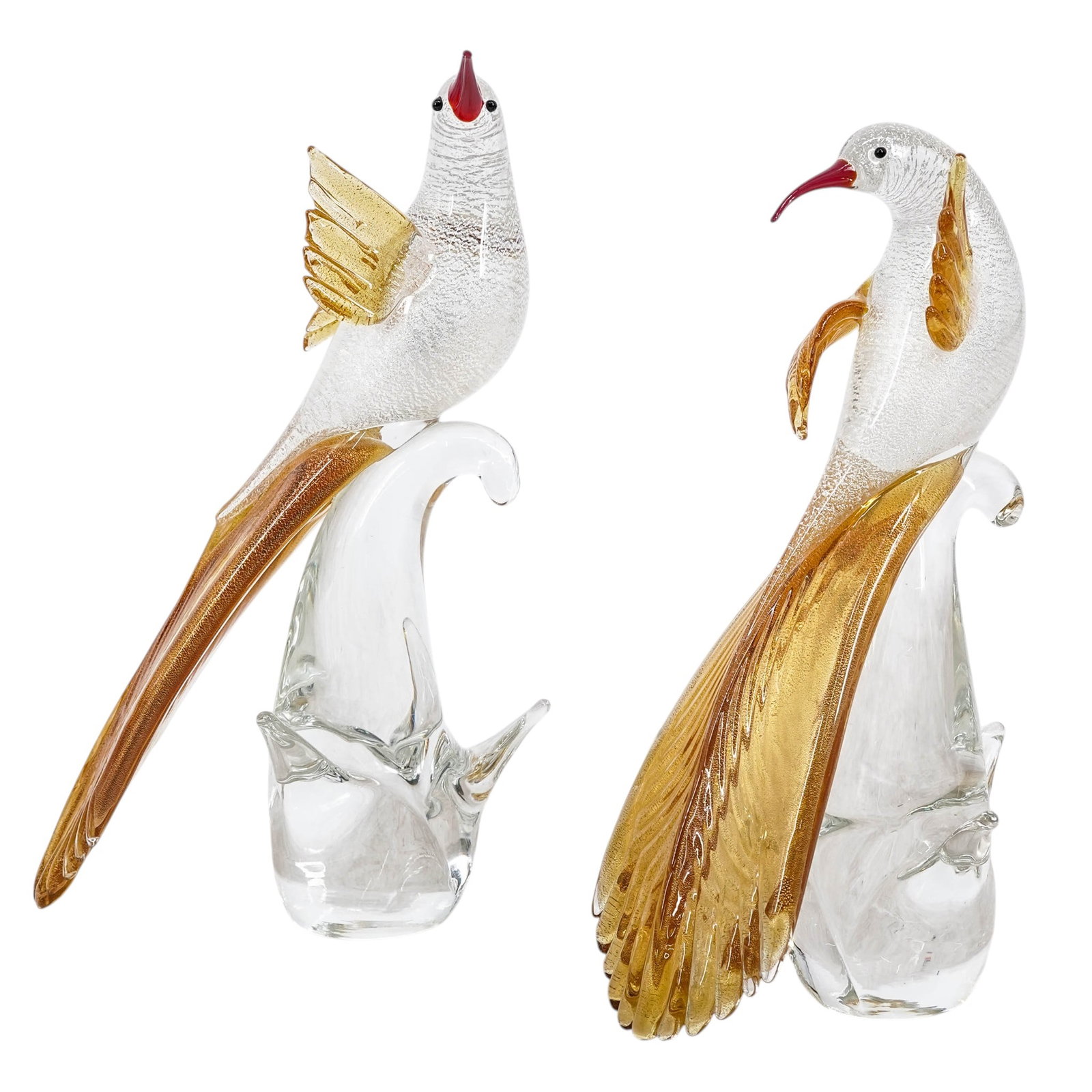 Pair Of Formia Murano Crystal Birds Sculptures (1 of 9)